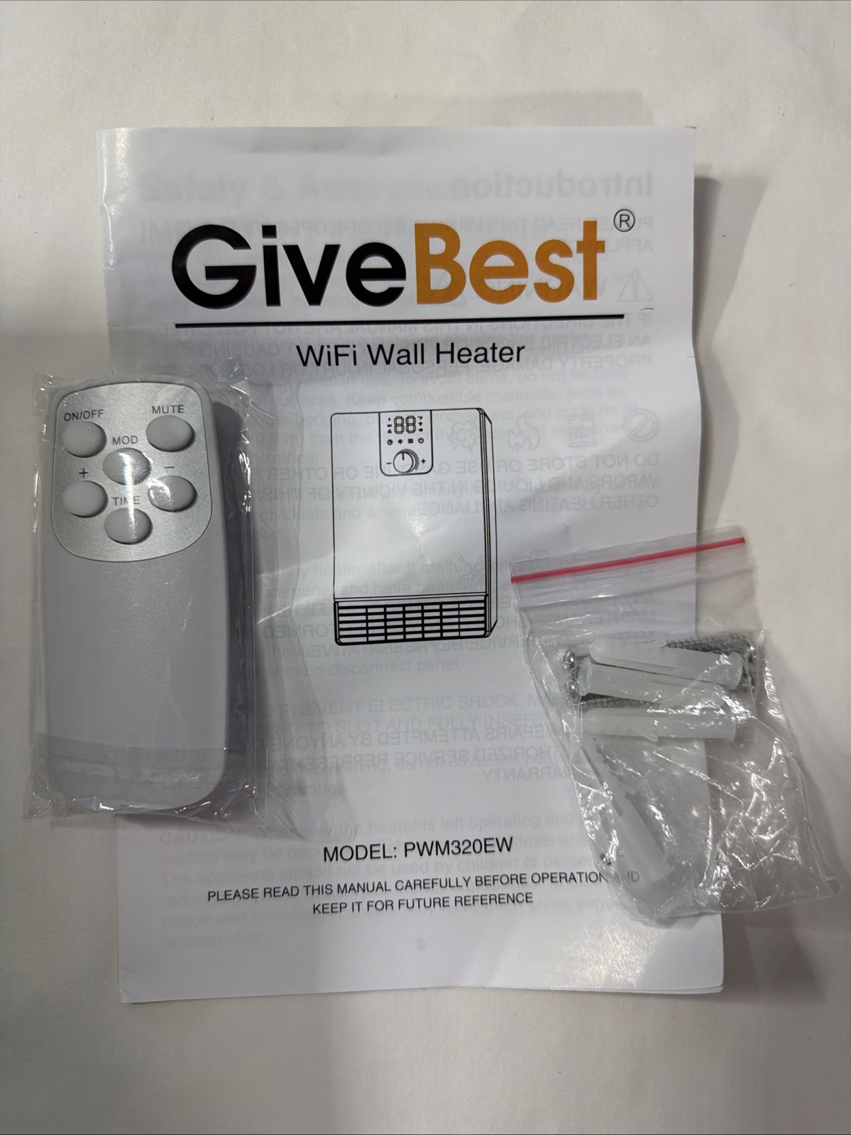 Smart Wall Heater 1500W Fast Heating w/Remote Control WiFi Enabled (GiveBest)