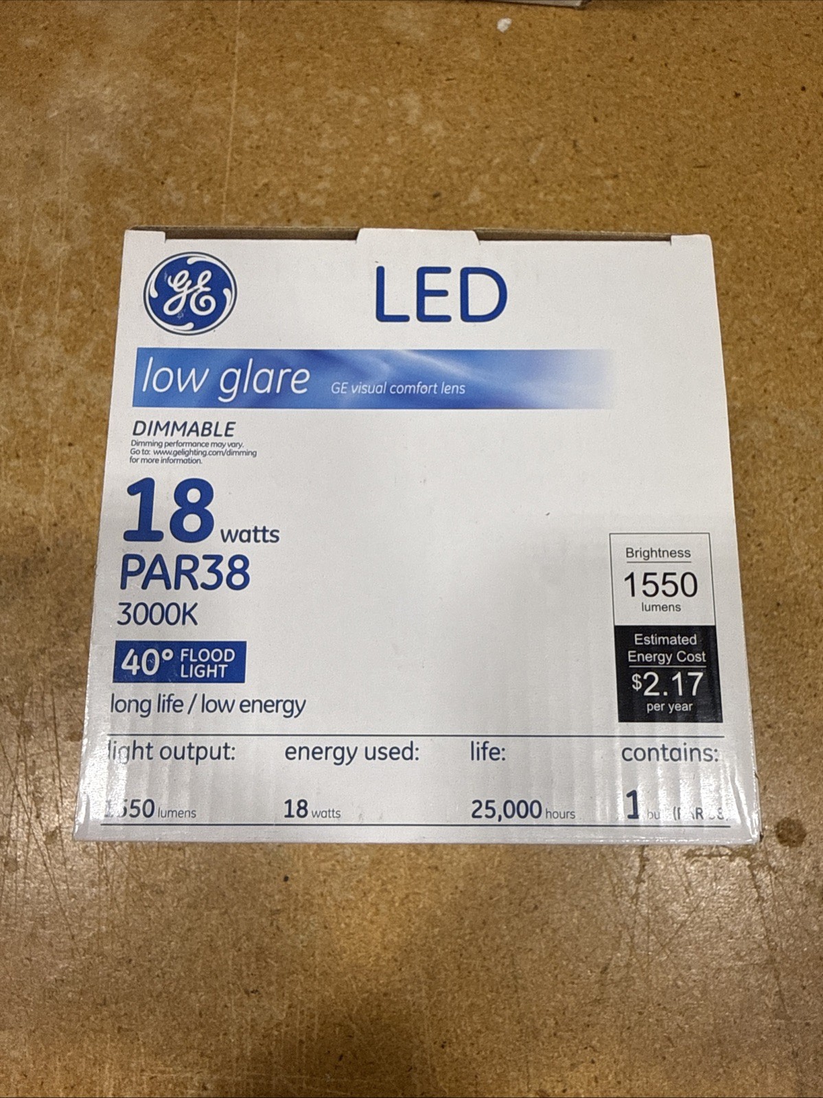 GE 92934 LED PAR38 18 watt, 3000K, Dimmable Flood Light LED Light Bulb 1350 Lum