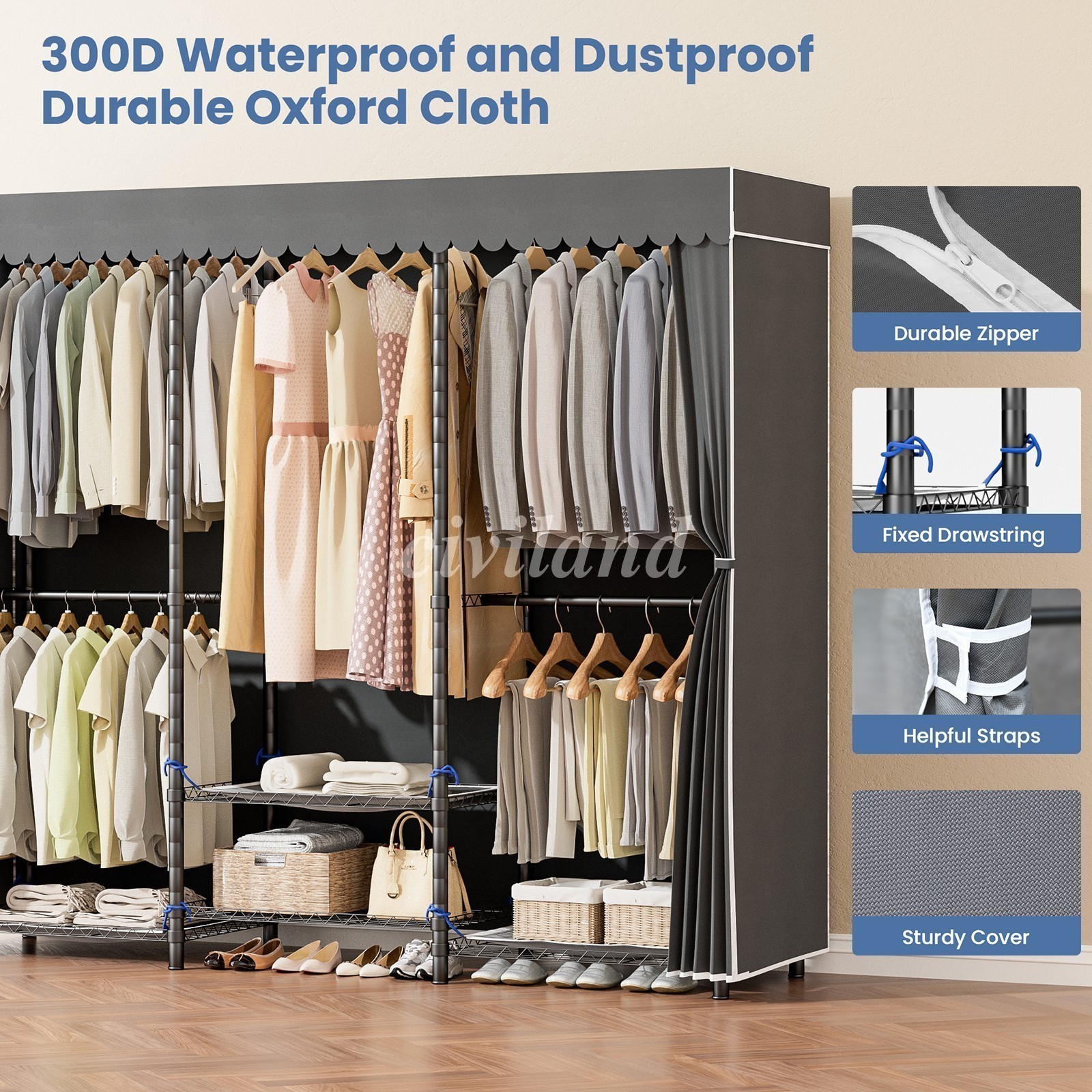 Heavy Duty Garment Rack Large Clothes Rack Freestanding Closet Clothing Shelves