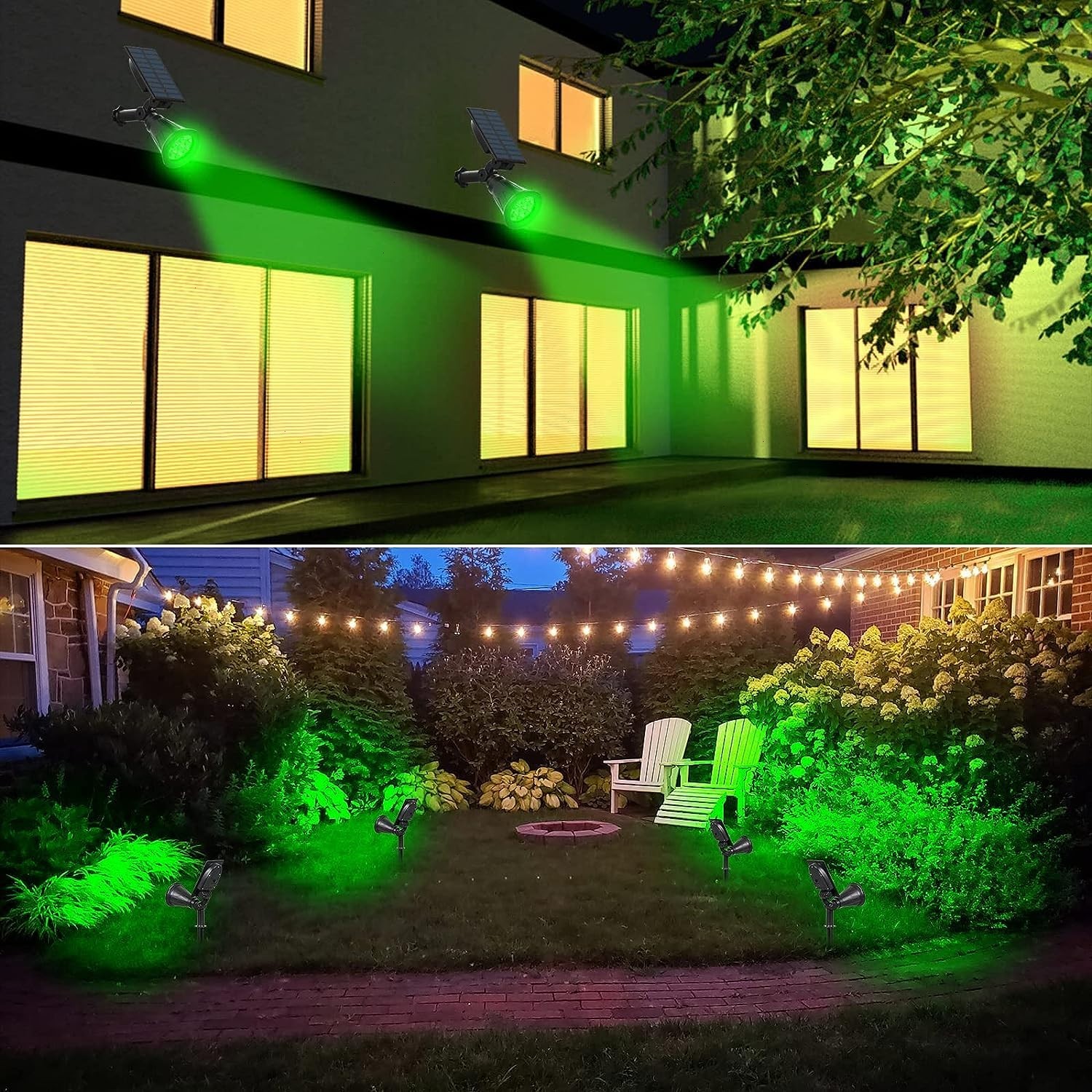 T-SUN 4Pks Solar LED Landscape Light Green Outdoor Garden Lamp Pathway Spotlight