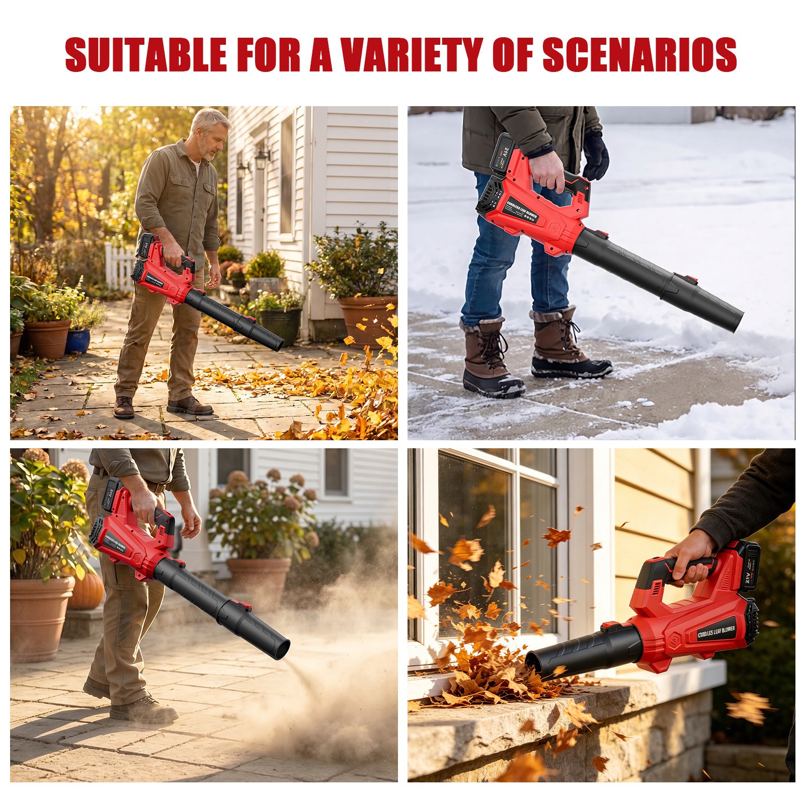 6-Speed Cordless Leaf Blower 930CFM 197MPH 2x4000mAh Batteries For Yard Clean