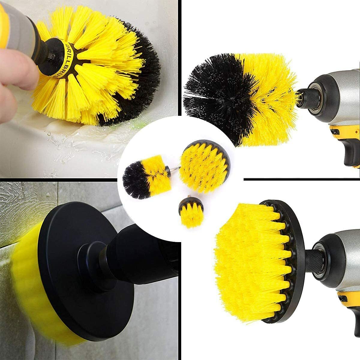 3PCS Drill Brush Power Scrubber Drill Attachments For Carpet Tile Grout Cleaning