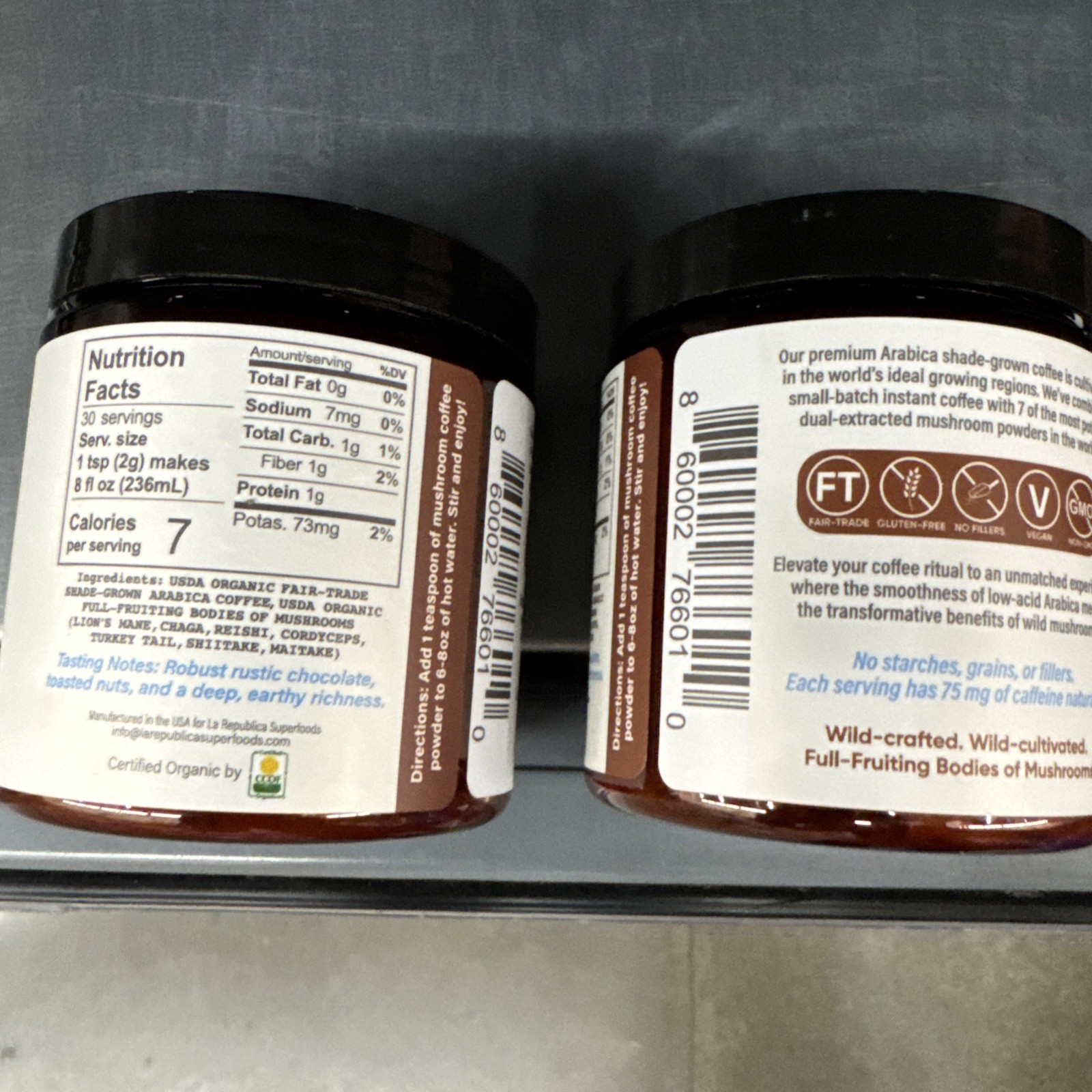 (2 pack)La Republica USDA Organic 7 Mushroom Superfood Coffee-30 Servings 12/26