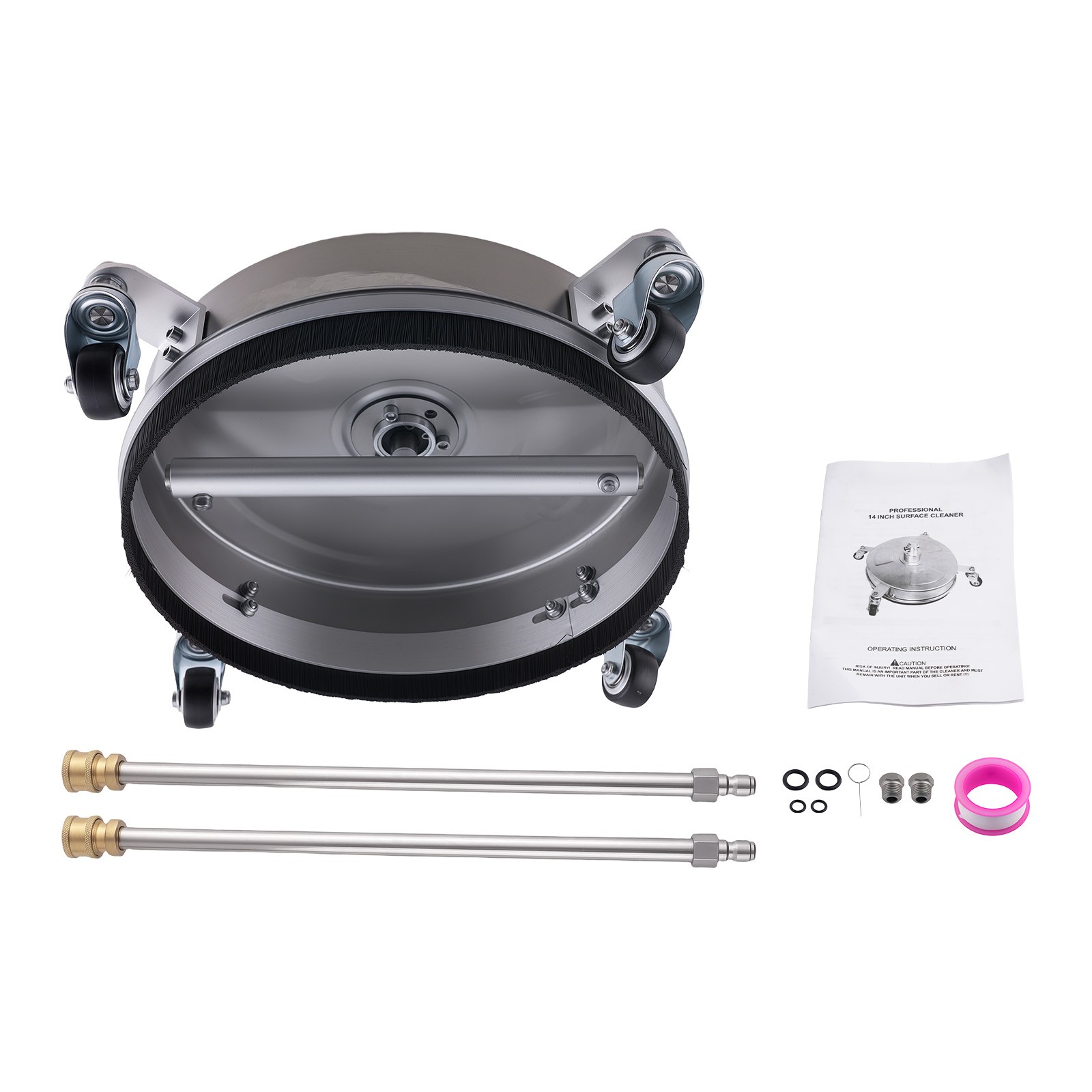 14in Stainless Steel Surface Cleaner for Pressure Washer 4200PSI 4 Wheels