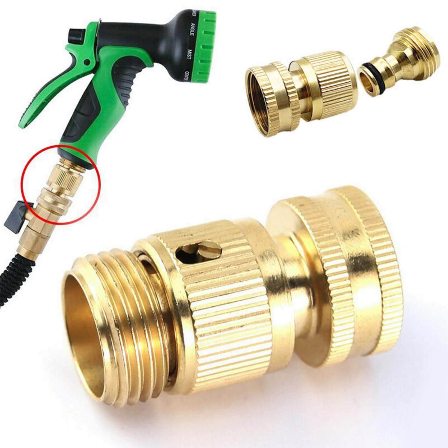 US Garden Hose Quick Connect Water Hose 3/4″ Fit Brass Female Male Connector Set