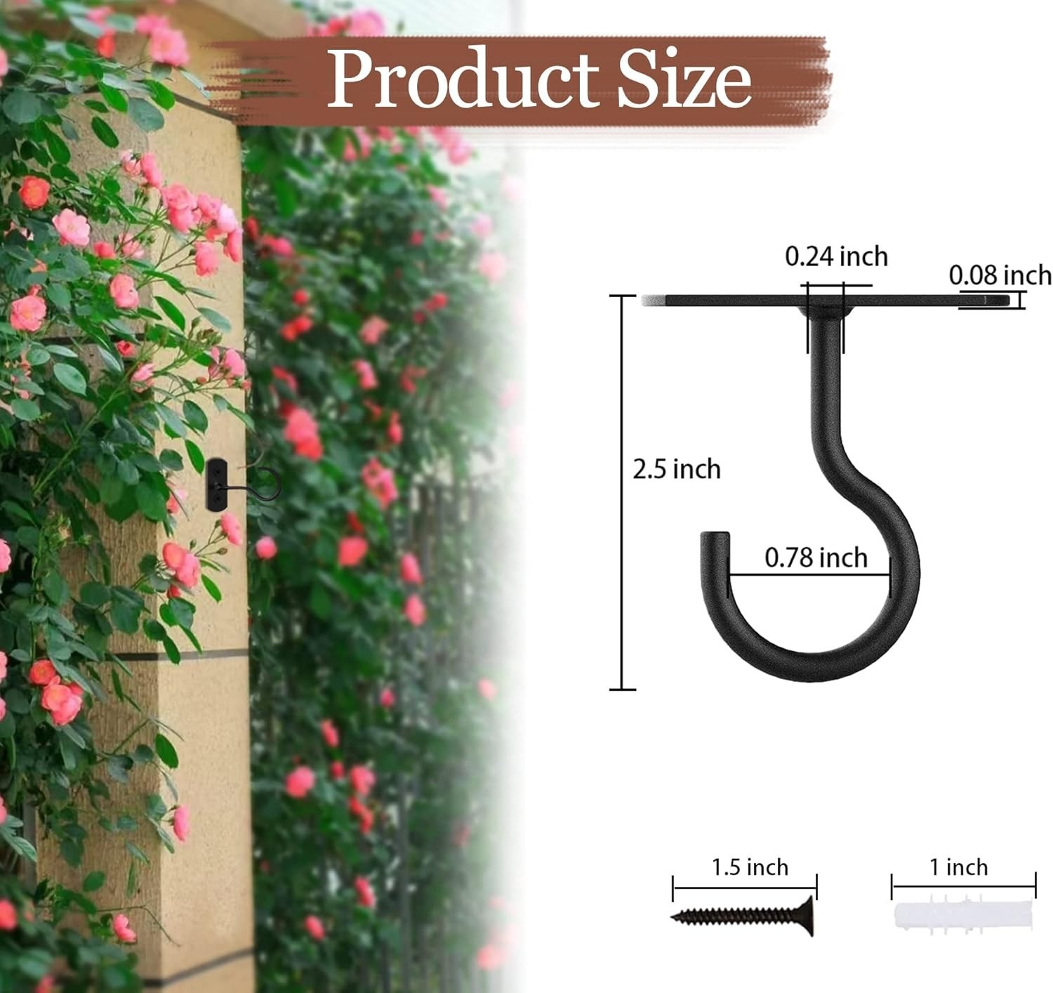Ceiling Hooks for Hanging Plants 2Pack 2.5in,Wall Plant Hooks for Plants,Ligh…