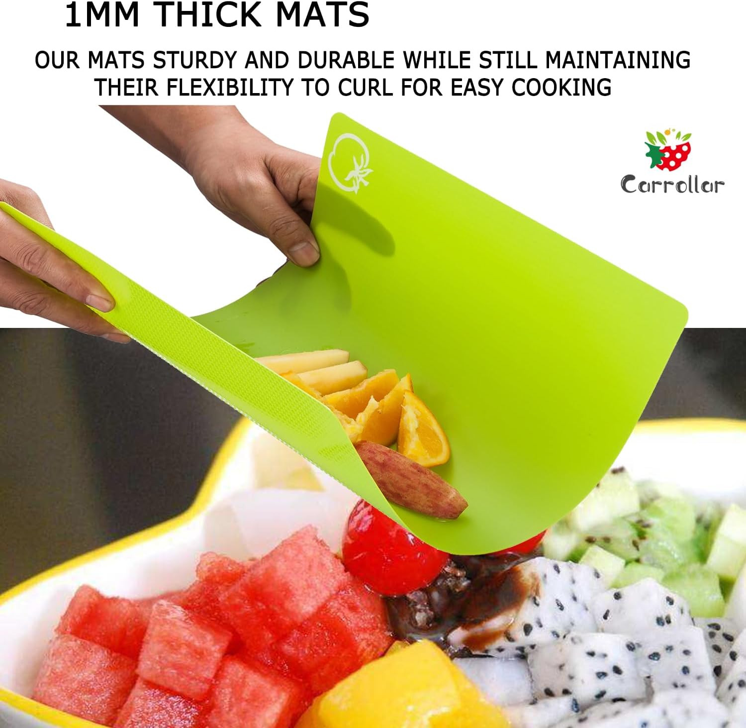 4 Pack Flexible Cutting Boards Plastic Non-Slip Cutting Mat for Meat Vegetables