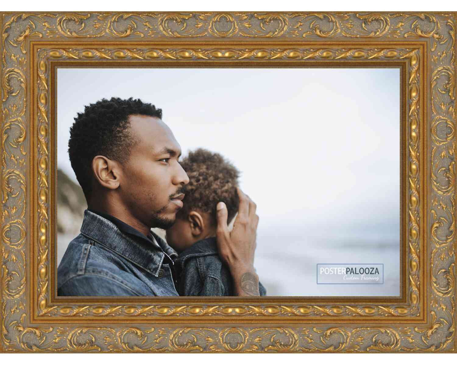 Photo Size Contemporary Gold Picture Frame – UV Acrylic, Backing, Hardware