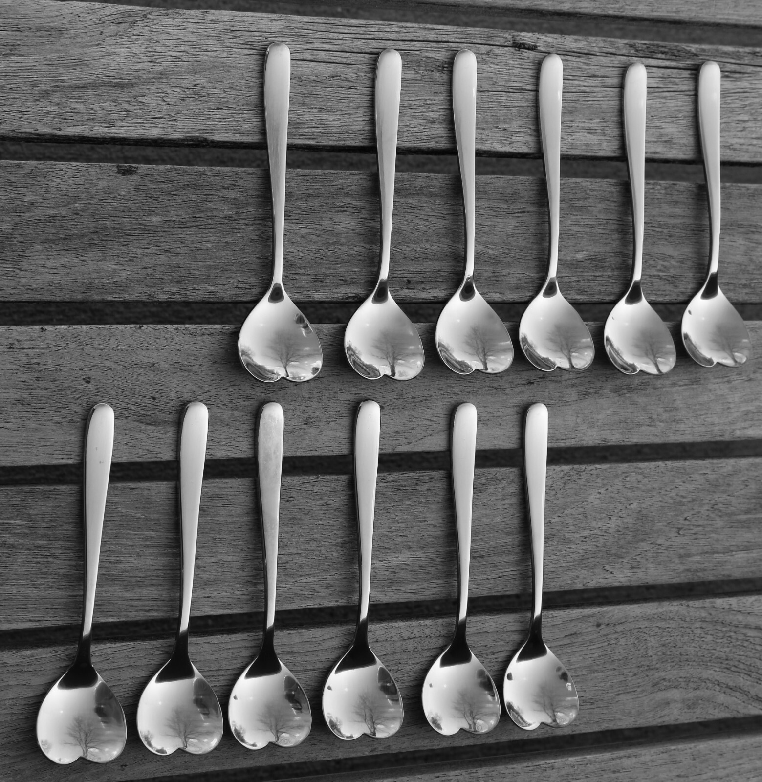 Spoons Alessi Delta Spoon Lot of 12 HEART-SHAPED Coffee Tea Dessert 5″