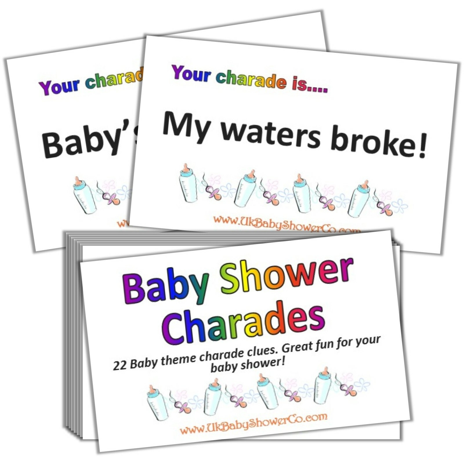 UNISEX Baby Shower Games – Bingo, Who Knows Mum,Nursery Rhyme Quiz,Pin the Dummy