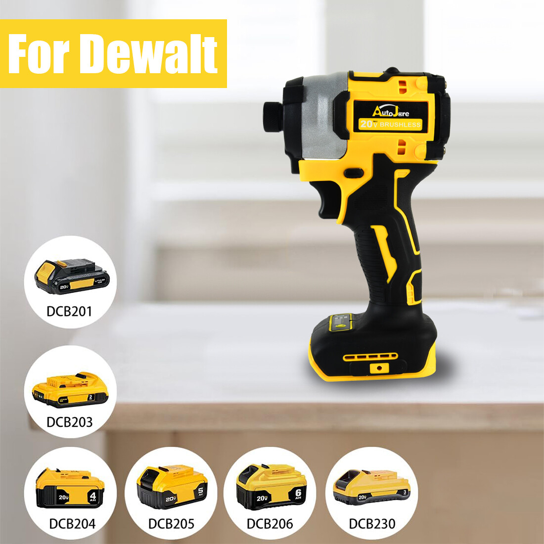 Brushless Cordless Impact Driver,for Dewalt 20V Max Battery,1/4″ Compact,4 Speed