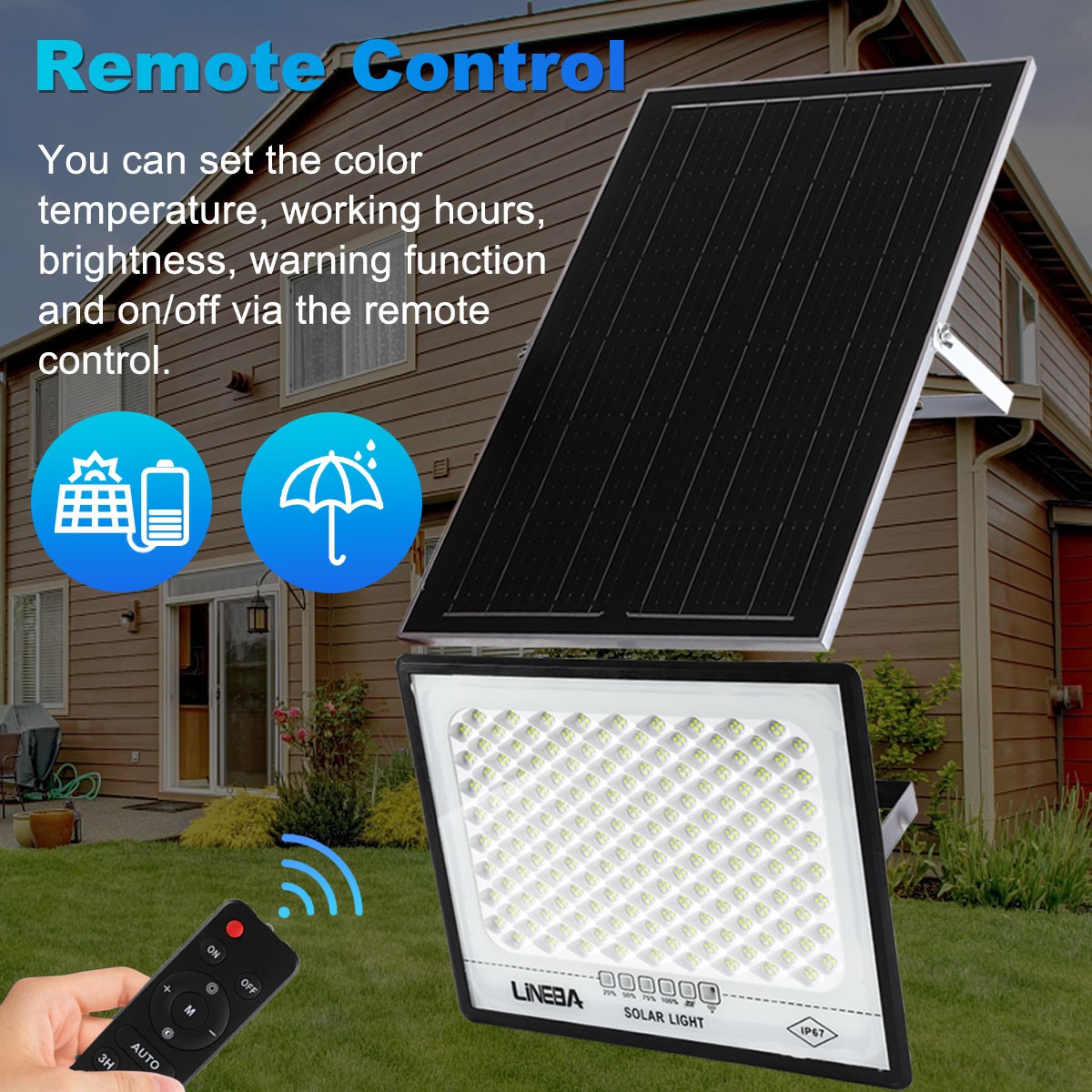 2000W LED Solar Flood Lights Outdoor Street Light Dusk to Dawn Flood Wall Lamp