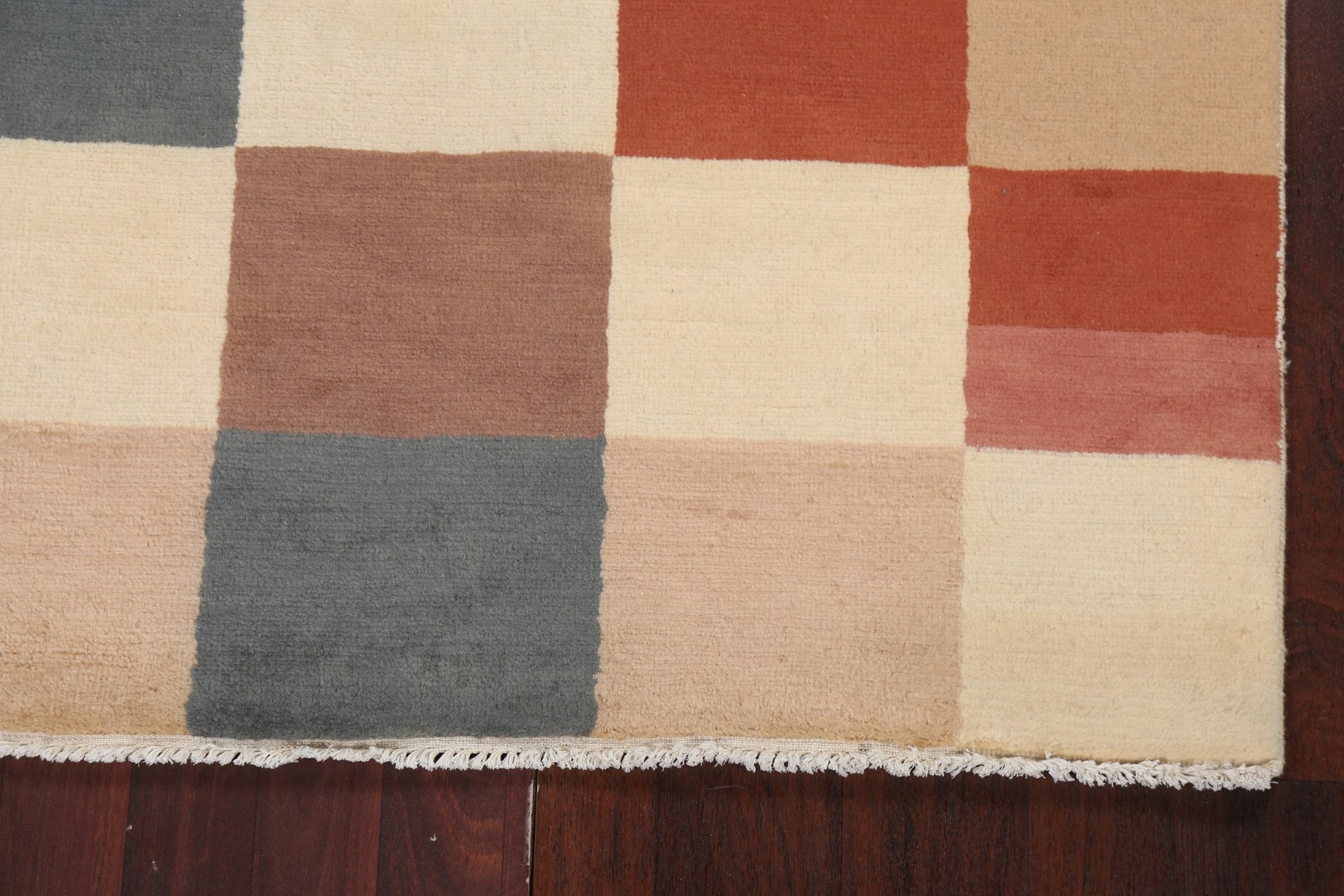Checkered Oriental Area Rug 4×6 Hand-knotted Wool Modern Style for Any Room