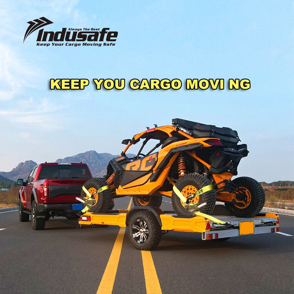 Axle Straps with Flat Hook Car Trailer Hauler Ratchet Tie Down Strap BS 10000lbs