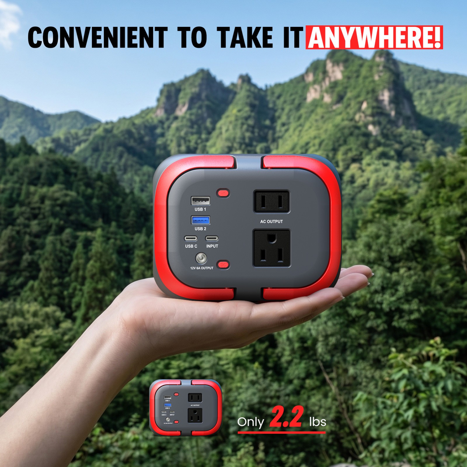 100W Power Station Battery Pack AC+DC+USB+PD65W Portable Charger Solar Generator