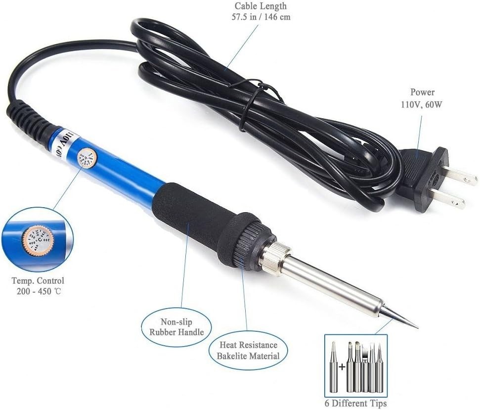 60W Digital Electric Soldering Iron Kit Tempe Adjustable Welding Tool Solder Gun