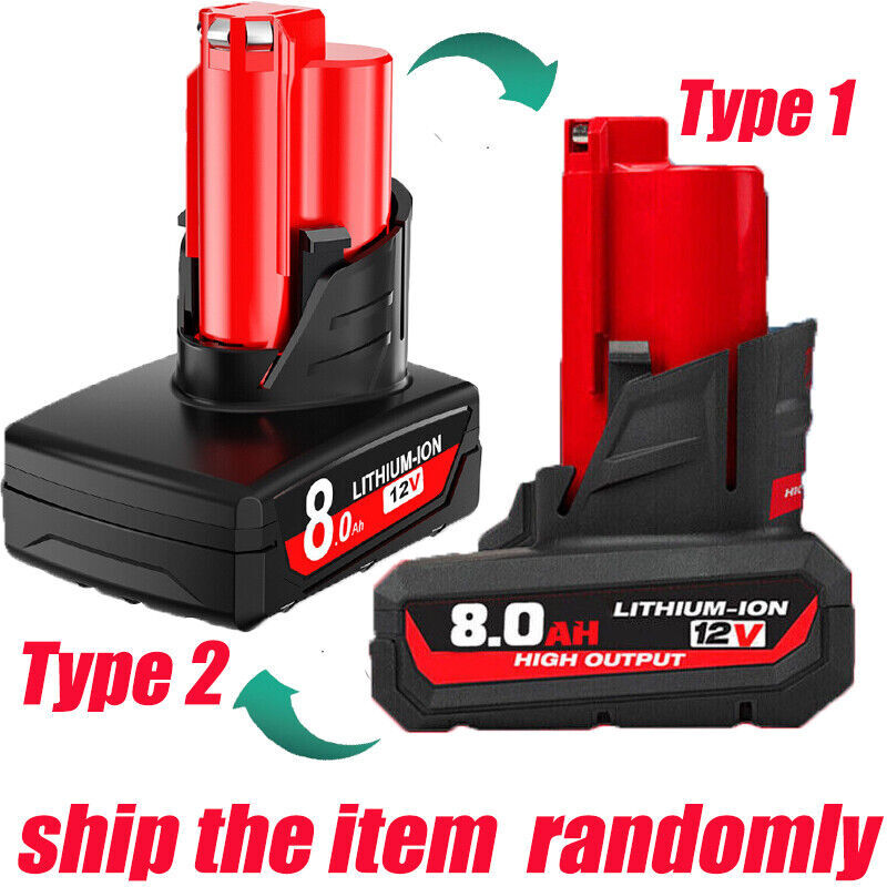 2PCS For Milwaukee 48-11-2460 For M12 LITHIUM 8.0Ah Extended Capacity Battery