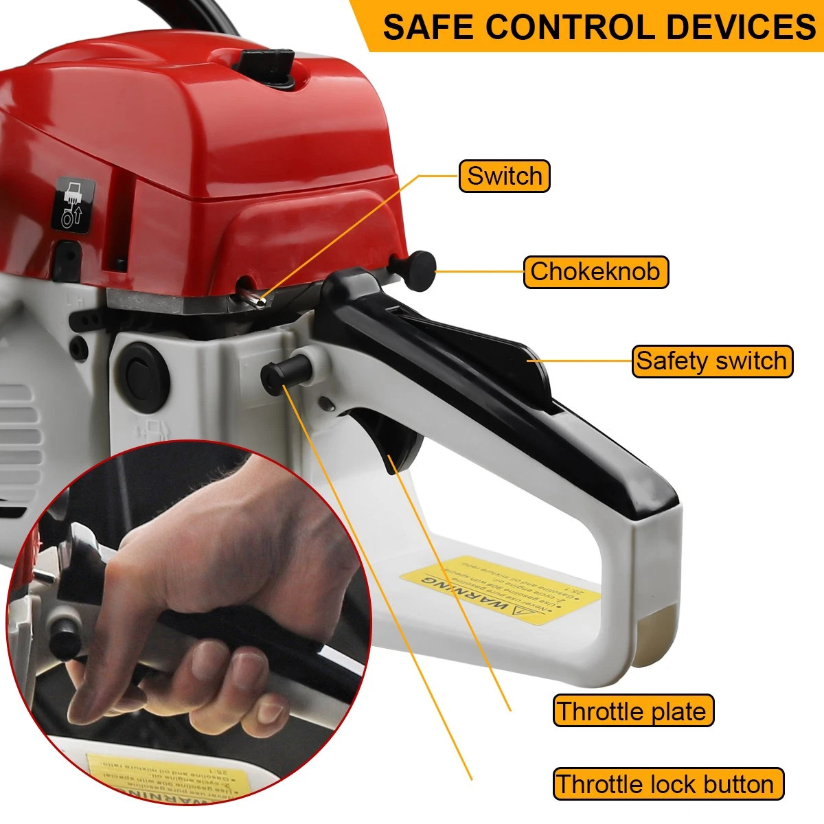 2-Stroke Gasoline Chainsaw 52 CC 20″ Bar Power Engine Wood Cutting Gas Chain Saw