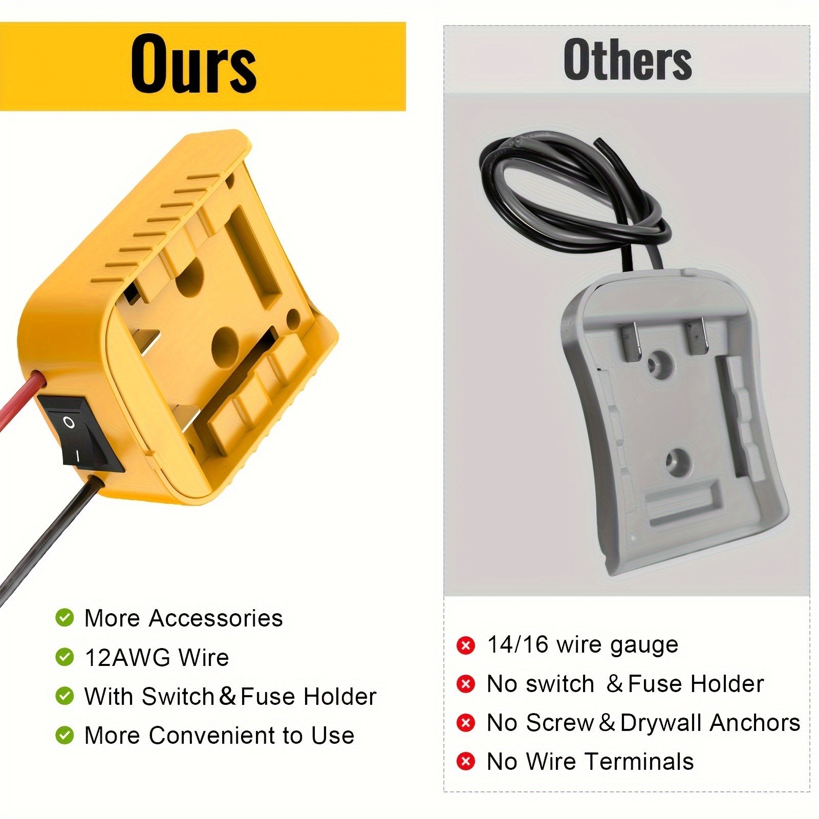 2-Pack 20V To 12V Power Wheel Adapter Compatible with Dewalt 20V Battery
