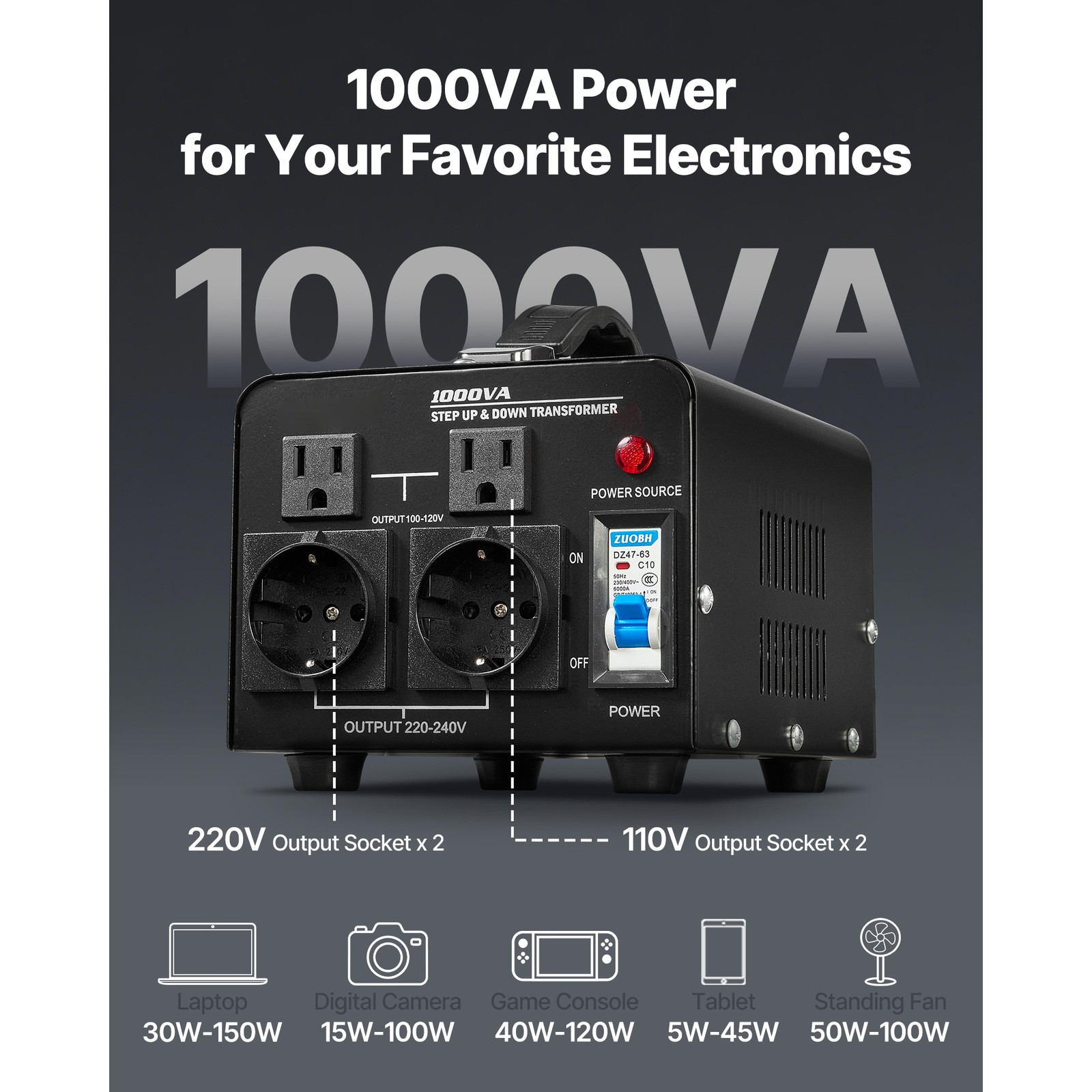 Uimoso Voltage Converter Transformer 1000VA for 110V to 220V and 220V to 110V