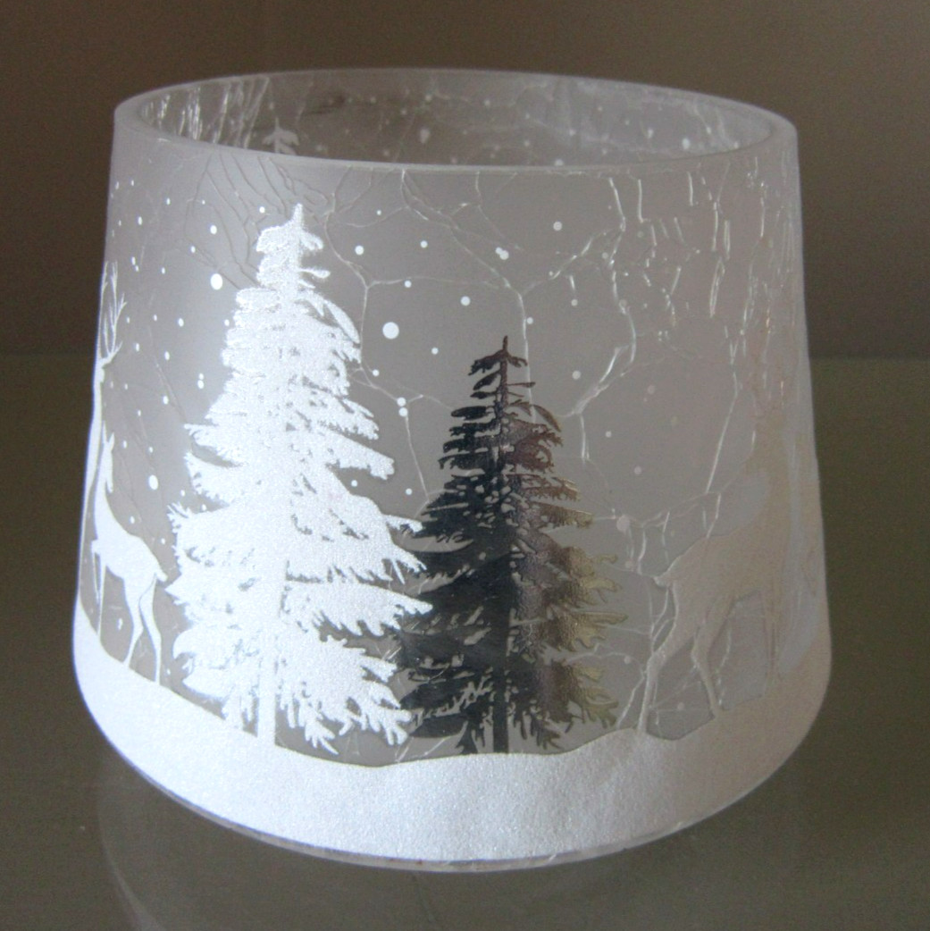 Yankee Candle Jar Shade Frosted Crackle WONDERLAND white glitter shiny silver