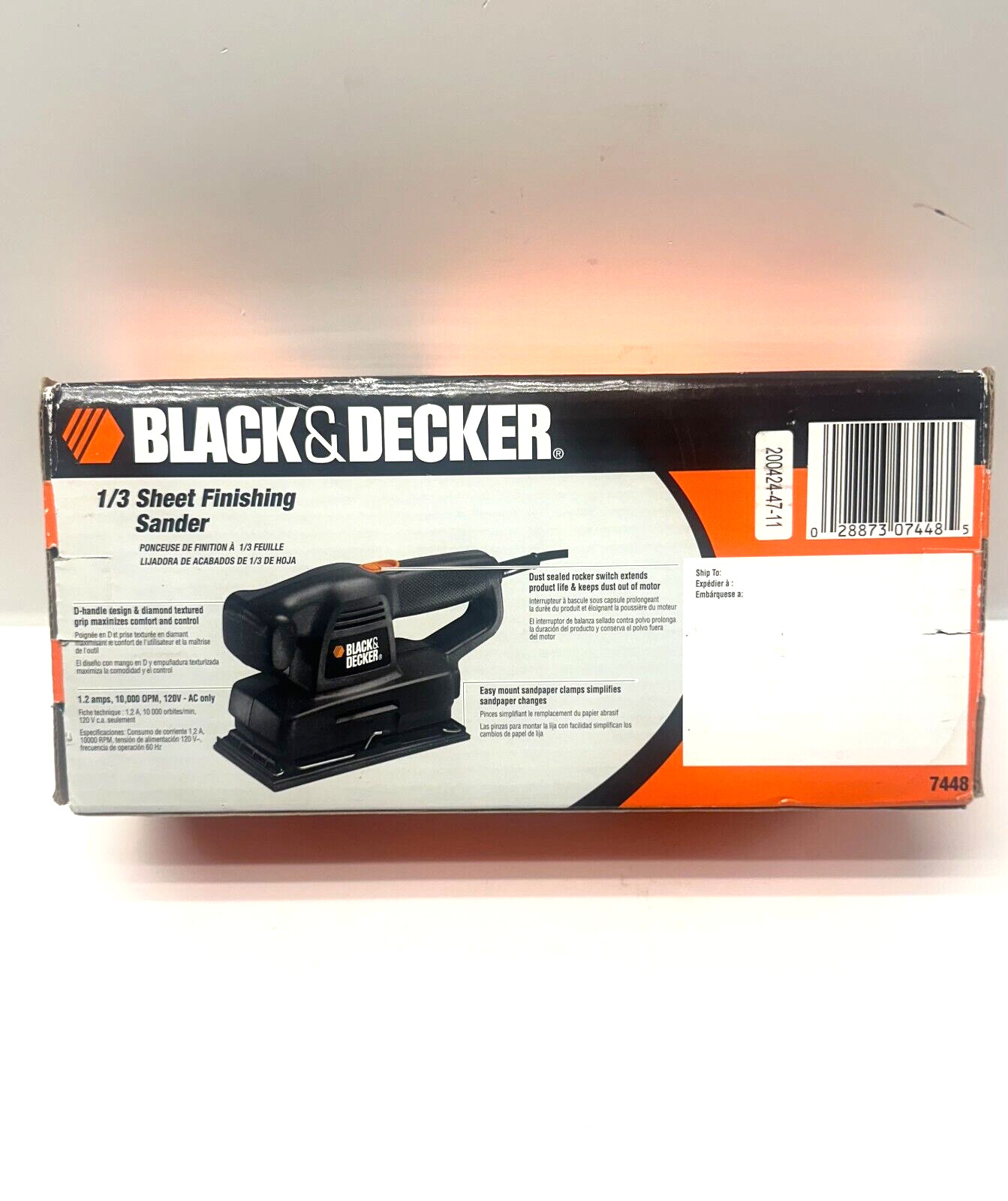 Black & Decker 7448 Corded Electric 1/3 Sheet Finishing Sander NEW Free Shipping
