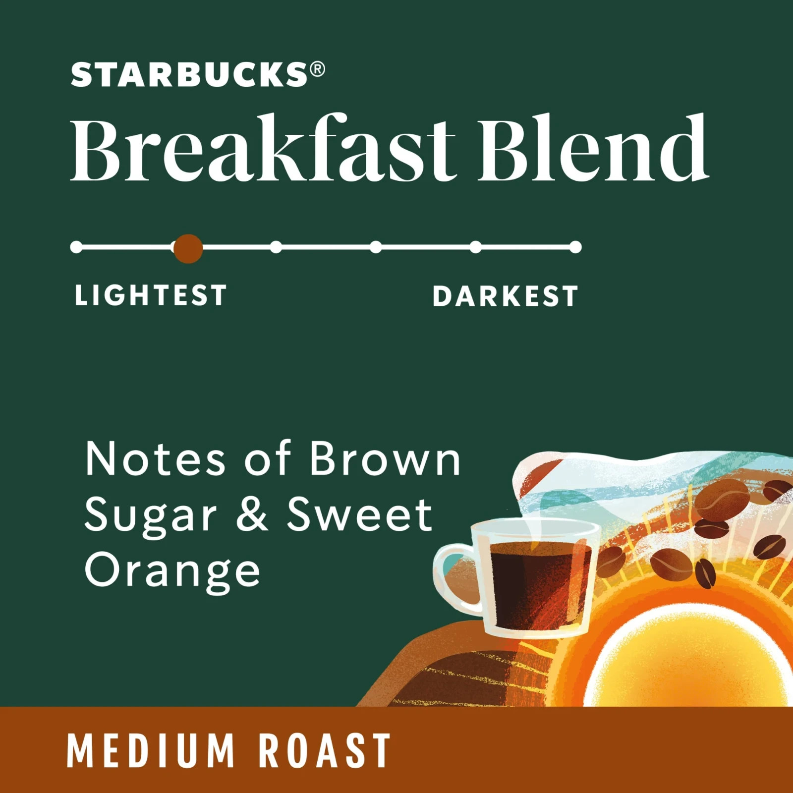 Starbucks Arabica Beans Breakfast Blend, Medium Roast Ground Coffee, 12 oz