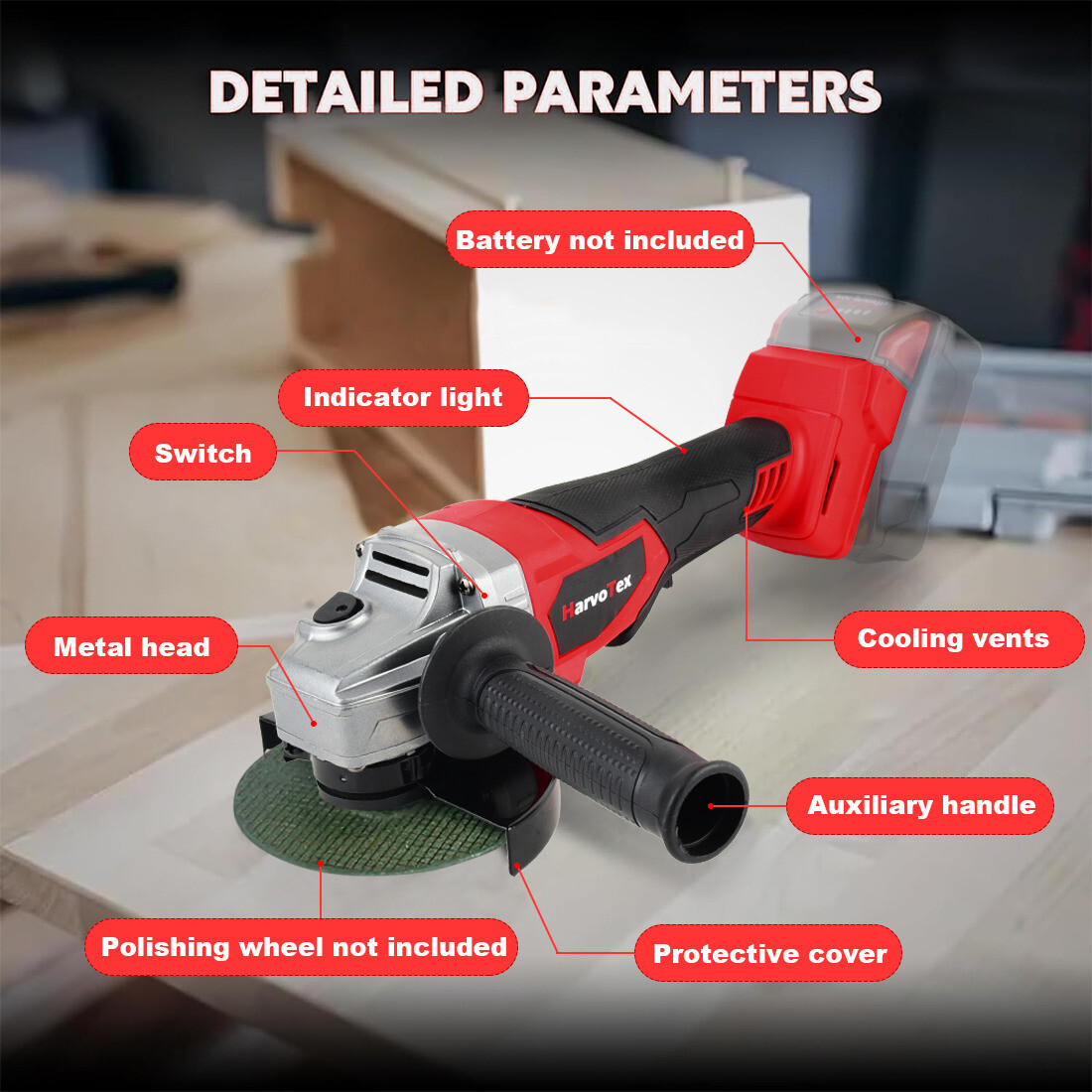 Cordless 4-1/2 Power Angle Grinder for Milwaukee 18V Battery Brushless 11000 RPM