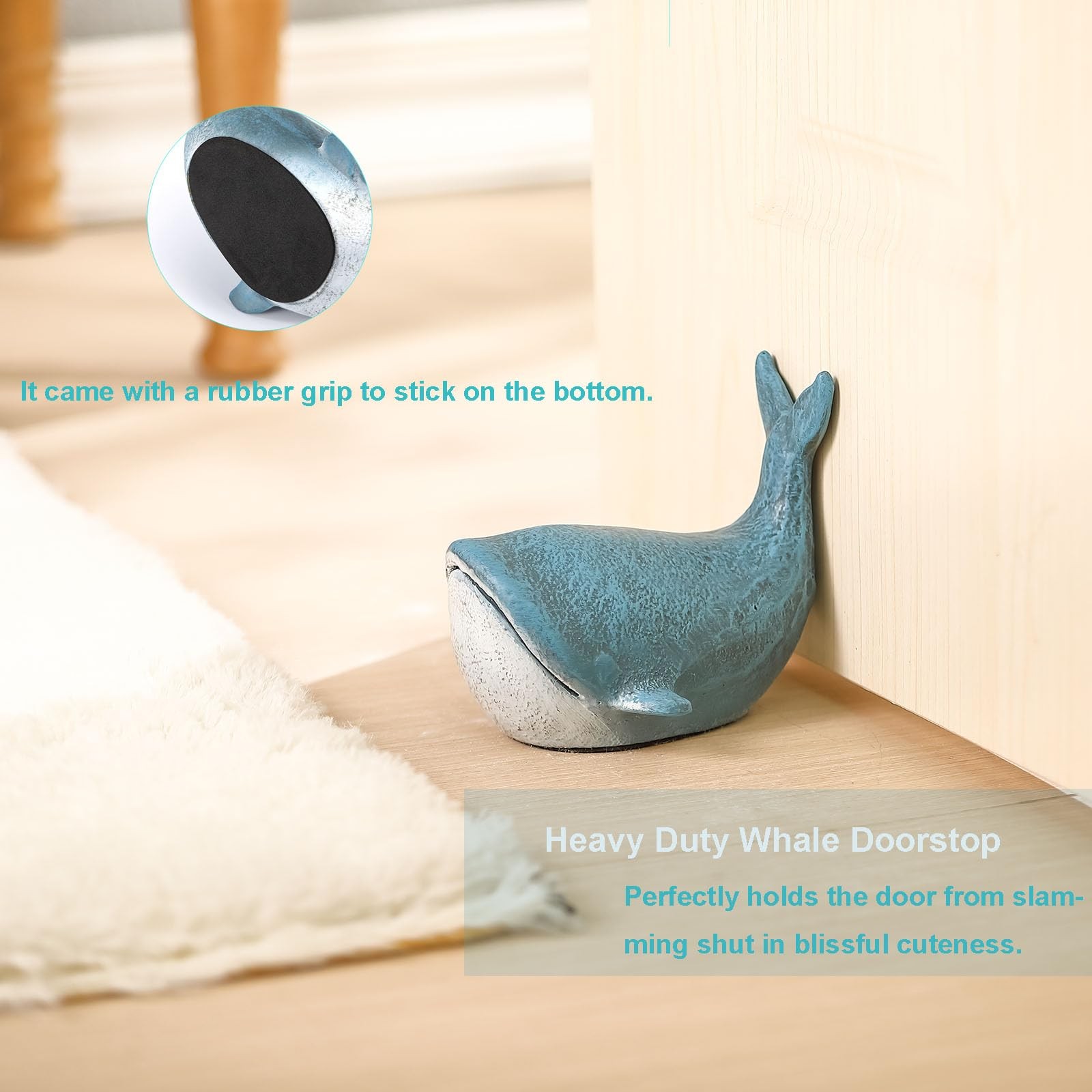 Cast Iron Whale Door Stop 6″W x 4.9″D x 5.4″H – 3.5 lbs Nautical Decor