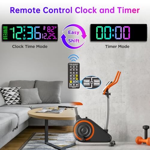 14.2″ Large Display Digital Wall Clock with Date Day of Week 14.2” Multicolor