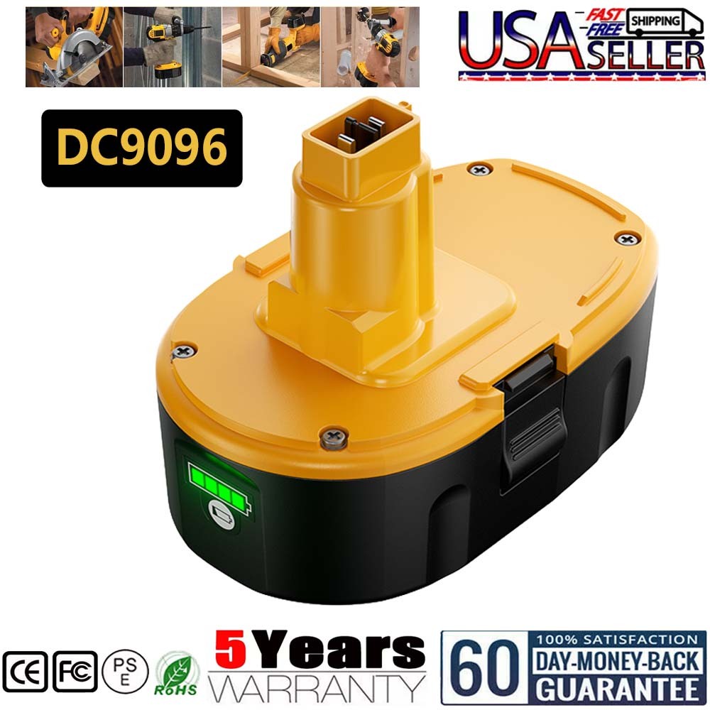 1-2X 8.0Ah 18V For Dewalt 18 VOLT DC9096,DC9098,DC9096-2 Li-ion Battery/ Charger