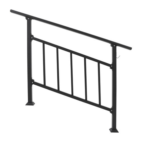 4 Steps Handrails 53x37in Stair Railing Carbon Steel Handrails W/ Safe Fences