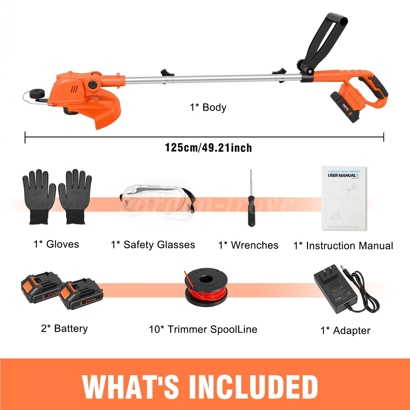 12″Electric Cordless Grass String Trimmer Lawn Edger Weed with Battery & Charger