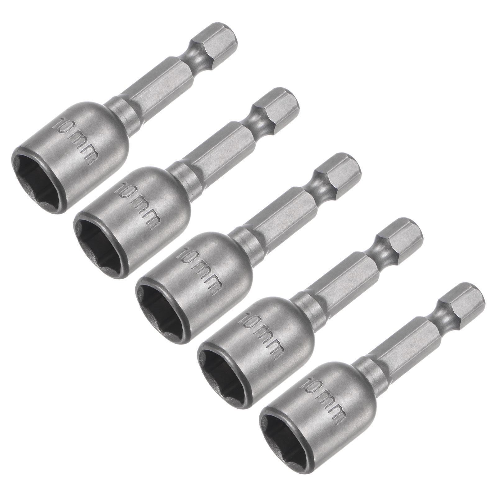 5pcs 1/4″ Quick-Change Hex Shank 10mm Magnetic Nut Driver Bit 1.89″ Length