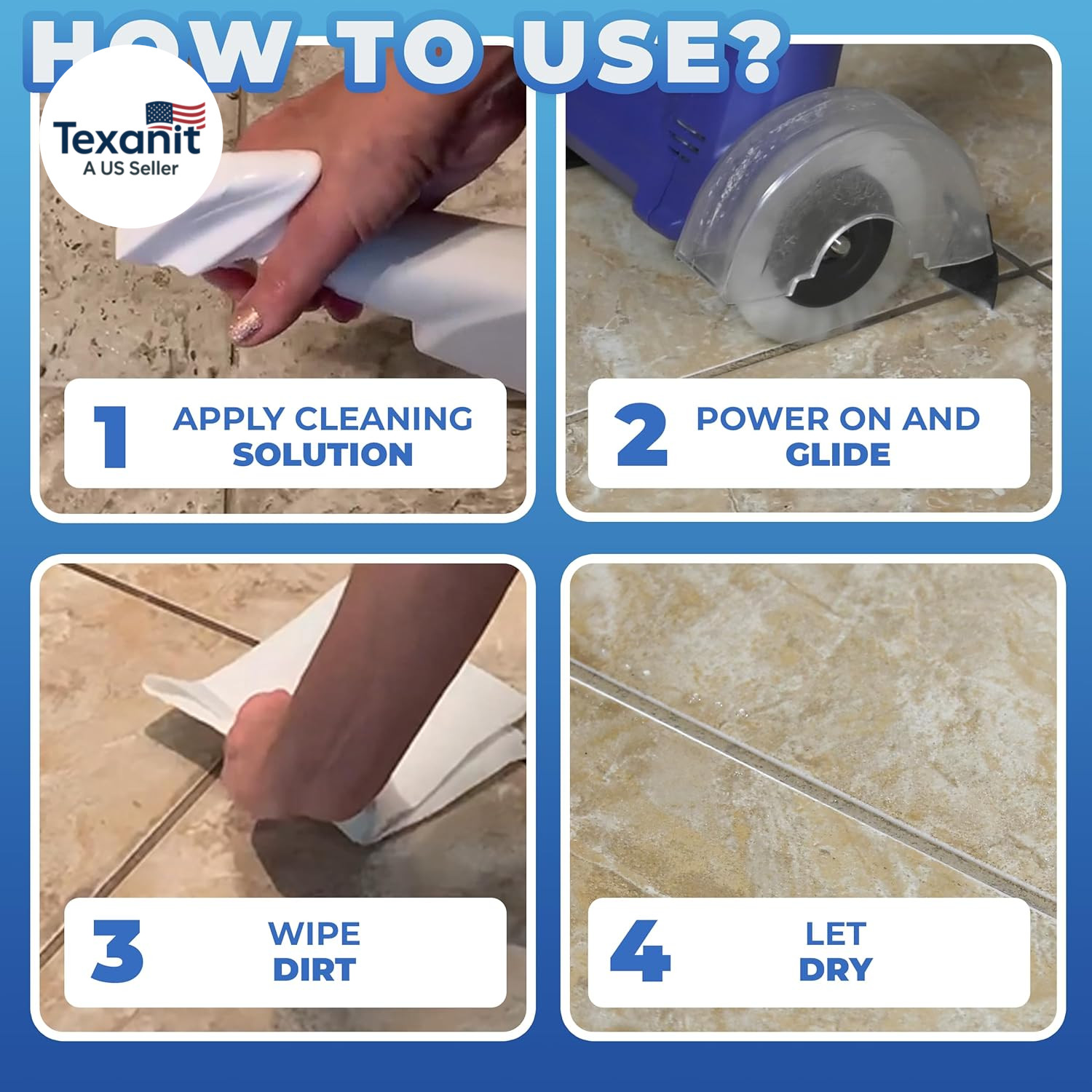 Grout Cleaner Bundle, Electric Stand up Tile Grout Cleaner Machine with 20’ Cord