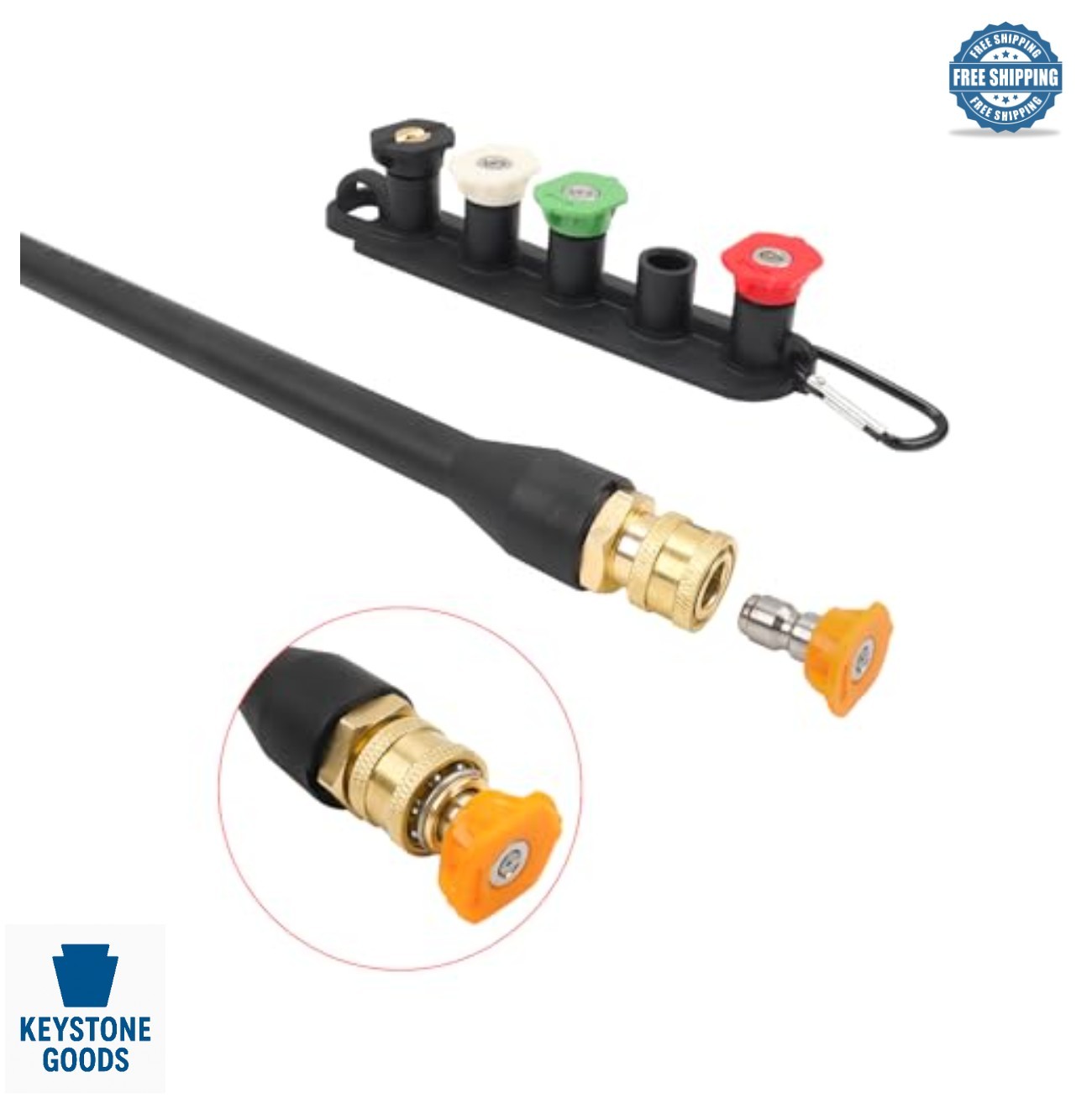 Pressure Washer Spray Wand 20 Inch 2300 PSI Turbo Nozzle 5 Spray Tips Belt Clip