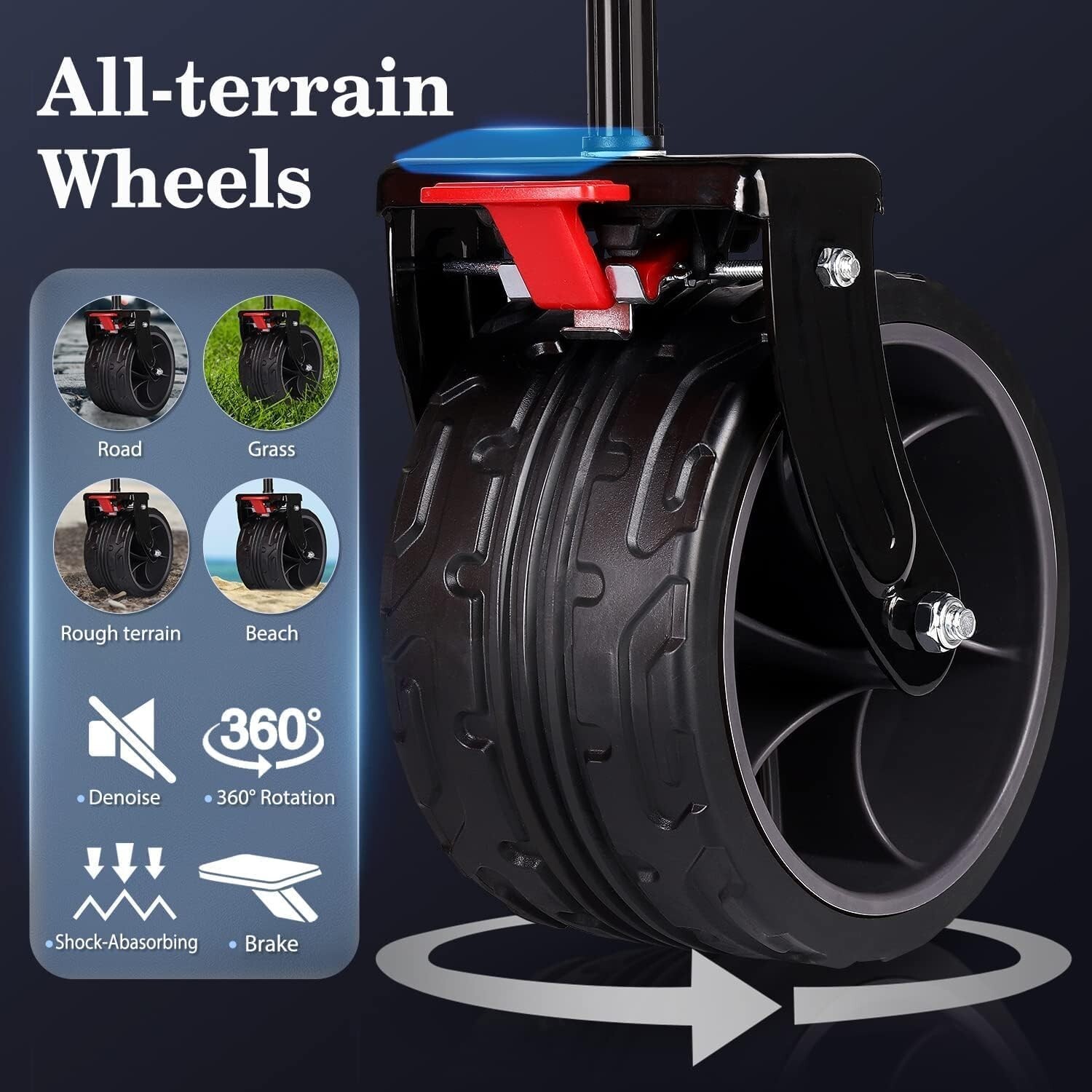 Heavy Duty 330LB Capacity Folding Wagon All-Terrain Wheels, Utility, Blue-Gray