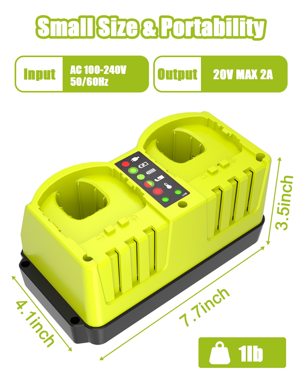 P117 18Volt Fast Dual Charger For Ryobi 14.4V-18V Battery For P107 P108 P100