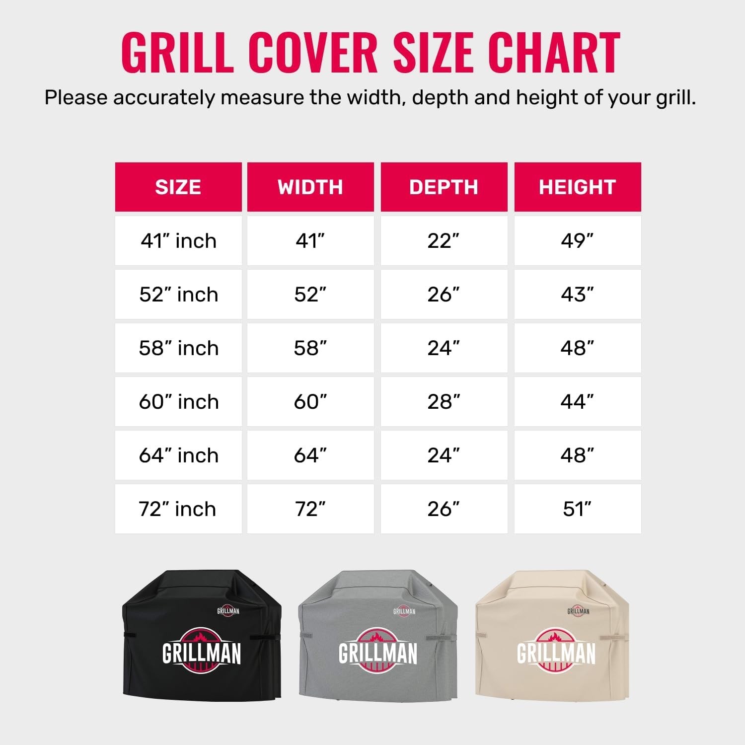 Grillman Grill Cover BBQ Outdoor Grill Covers Charcoal Gas Grills Tan, 58 in 2PK