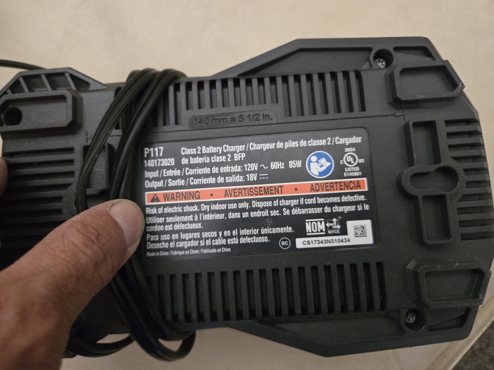 RYOBI P117 ONE+ 18 Volt Class 2 IntelliPort 85W Fast Battery Charger 60Hz Green