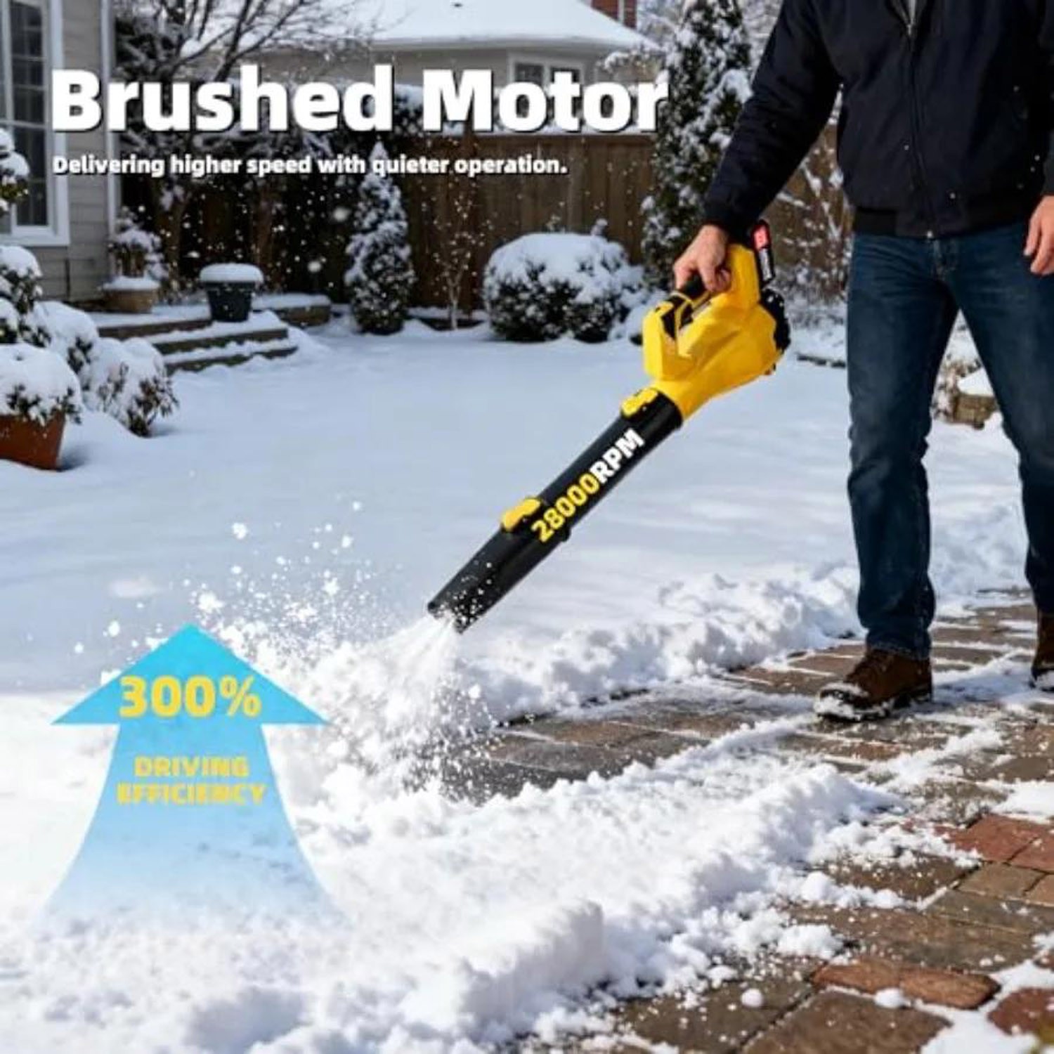Cordless Leaf Blower 650CFM 280MPH 6 Speed Electric Lawn Blower w/ 2 Batteries