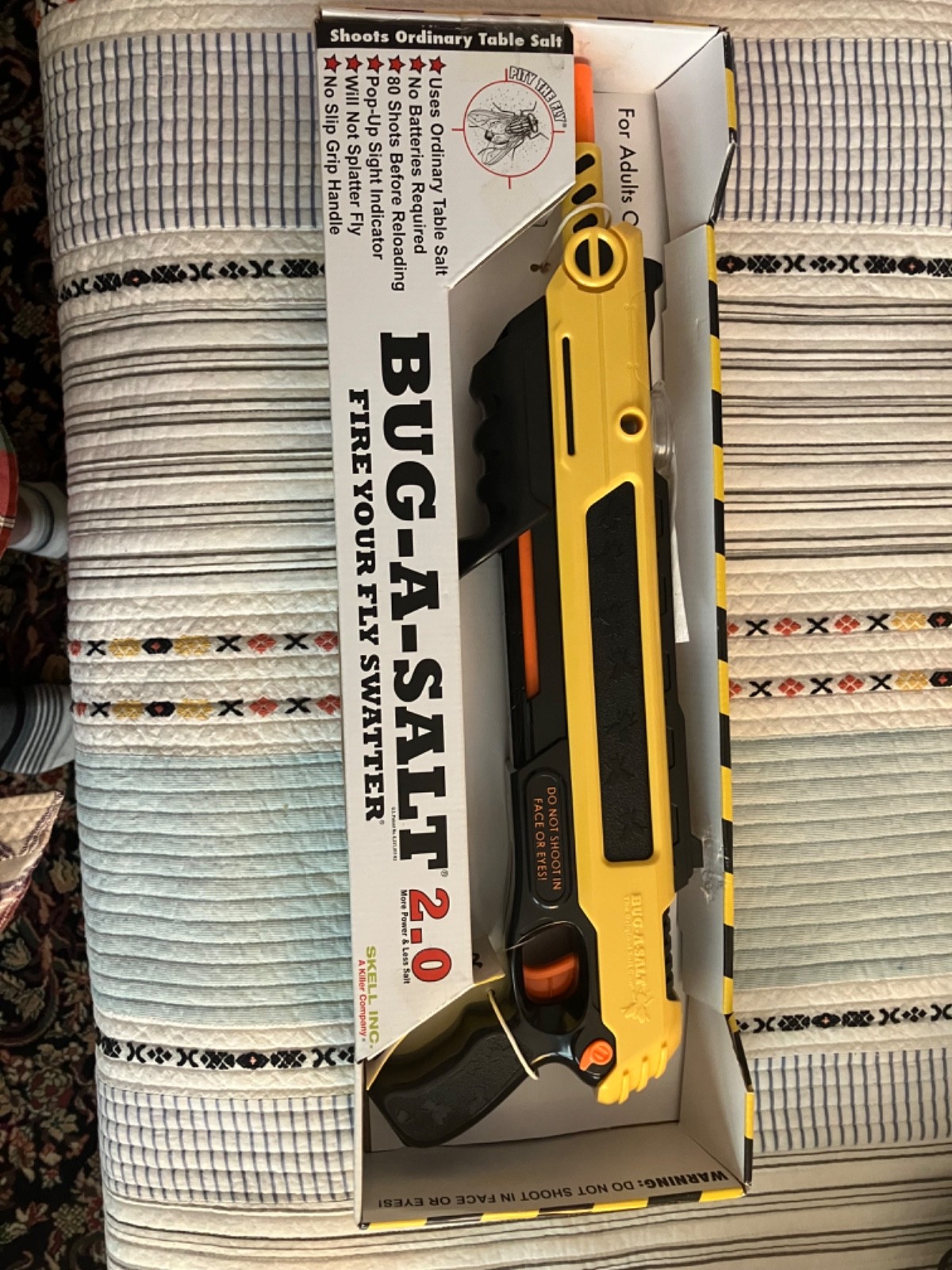 NIB BUG-A-SALT 2.0 Authentic Salt Gun Insect Control Adults Only Classic Yellow