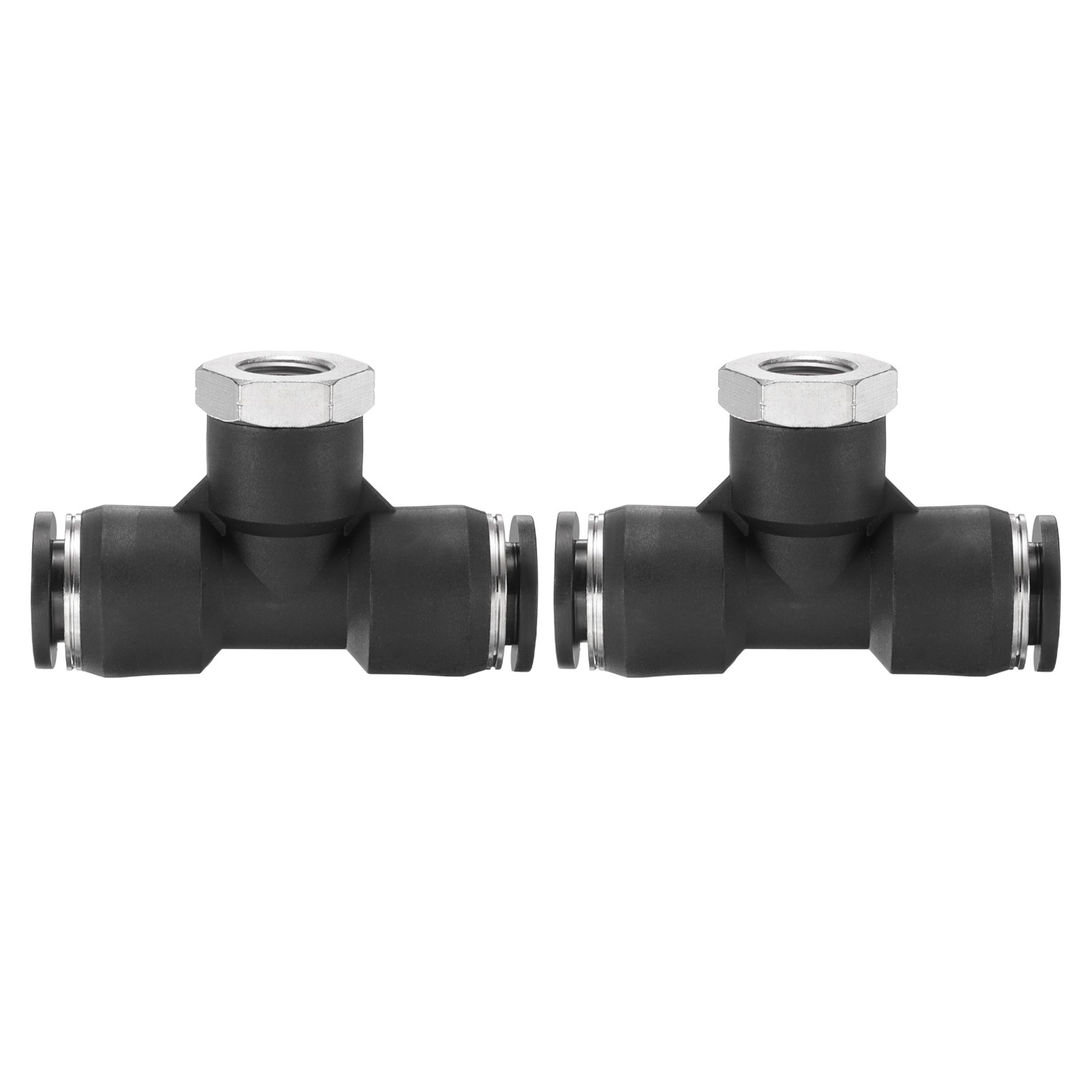 2pcs Air Line Fitting G 3/8″ x NPT1/8″ Female Thread Push to Connect Branch Tee