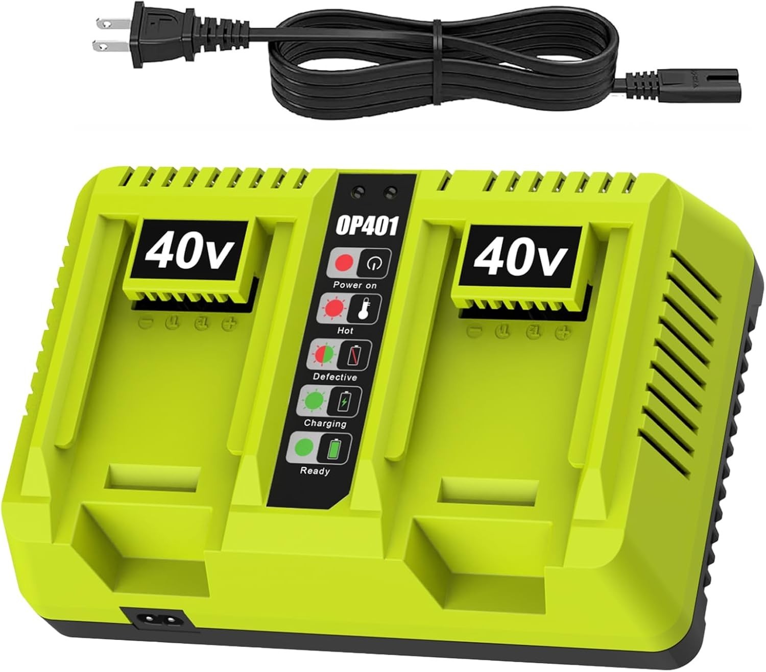 For Ryobi 40V Battery 2 Port OP401 Fast Charger Fit OP4015 OP4026 OP4040 OP4050