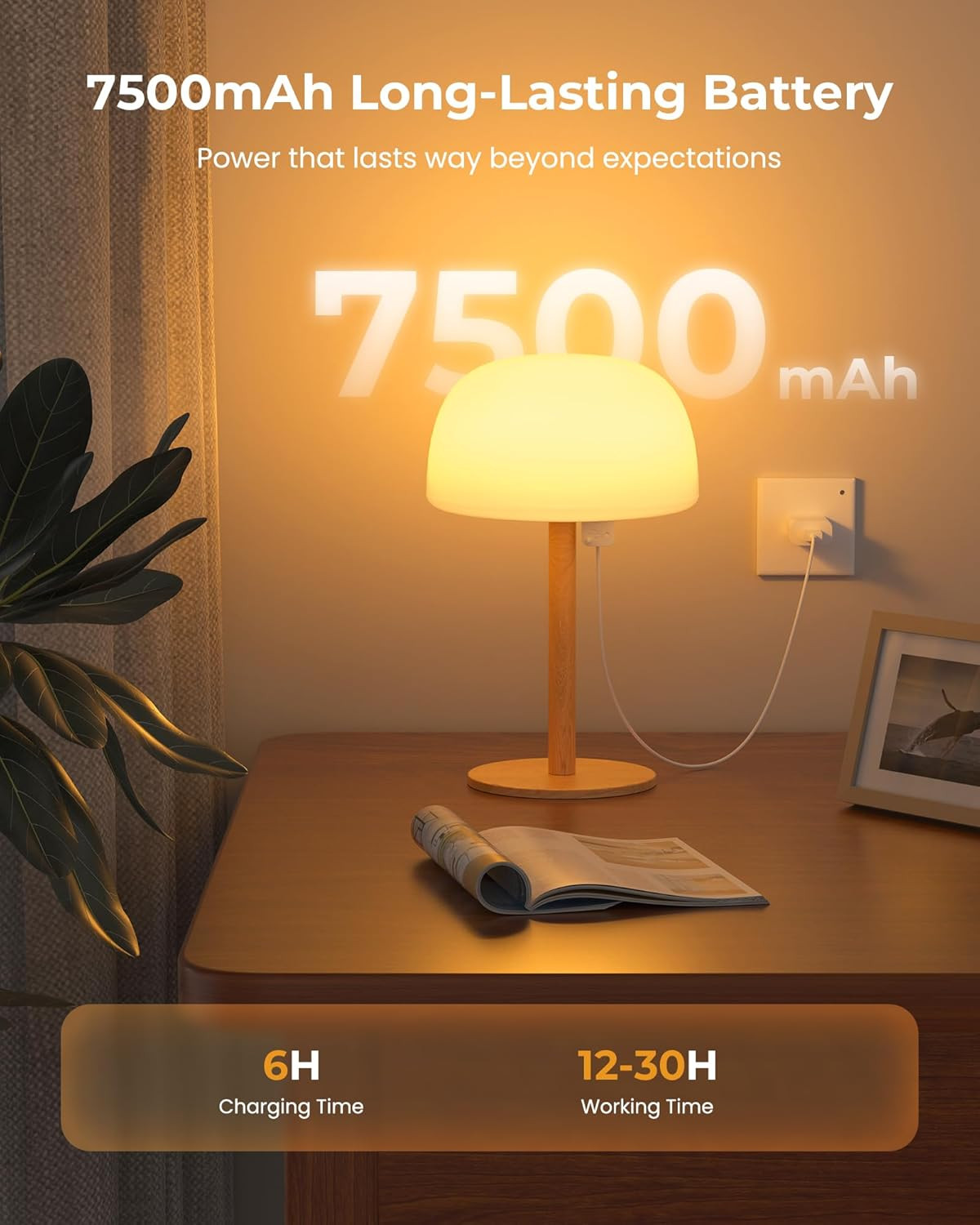 IP65 Shower Lamp Waterproof, 7500Mah Rechargeable Shower Lights for inside Showe