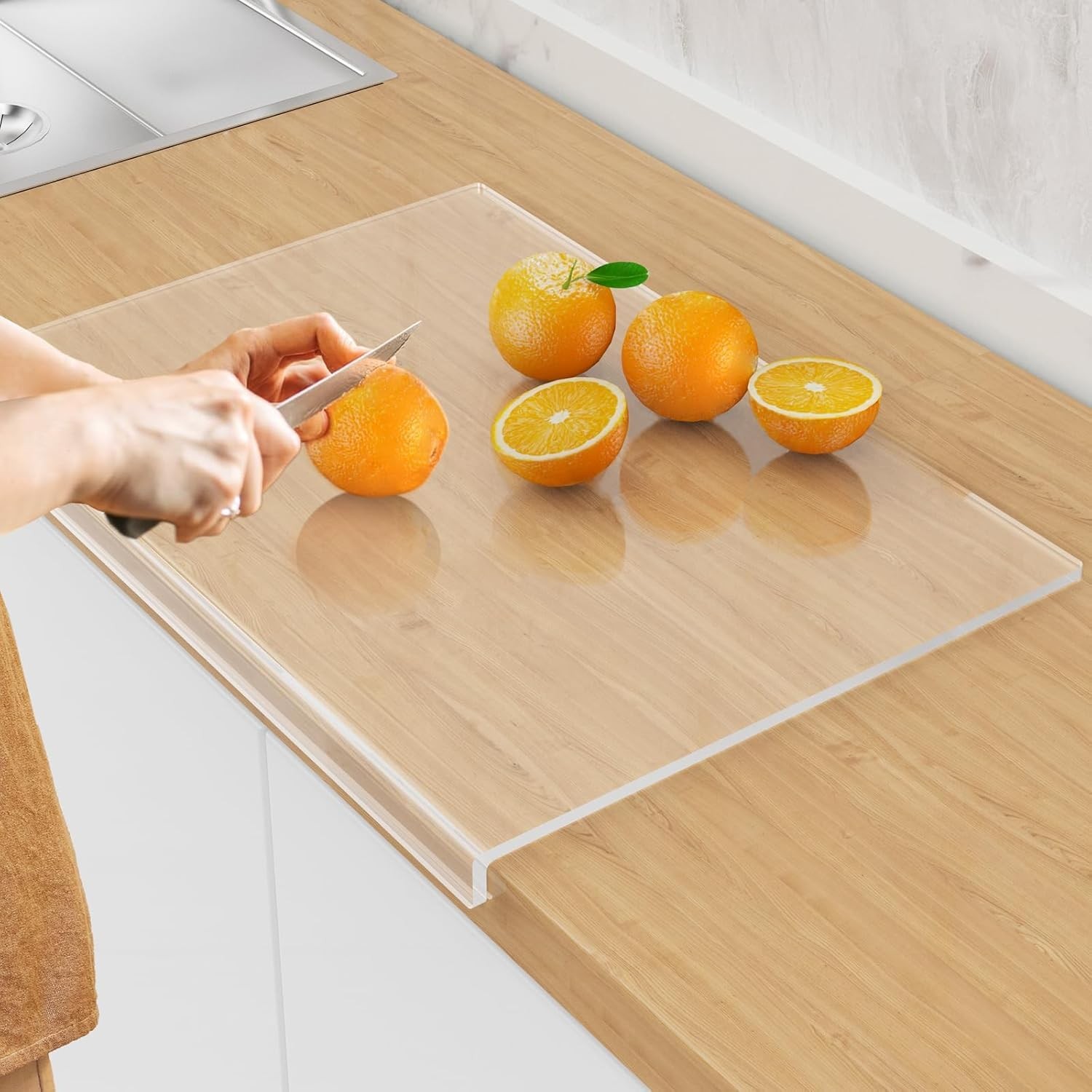 18×16 Acrylic Cutting Board with Counter Lip Cutting Board Kitchen Countertop
