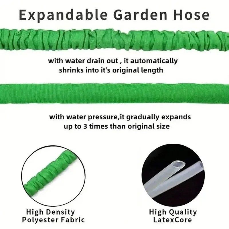 Expanding Expandable Flexible Garden Water Hose w Spray Nozzle 25, 50, 75, 100FT