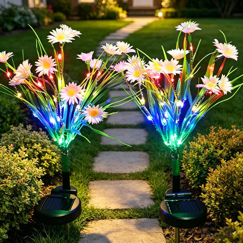 Solar Garden Lights Outdoor Waterproof LED Flower Stake Lamp Yard Patio Decor