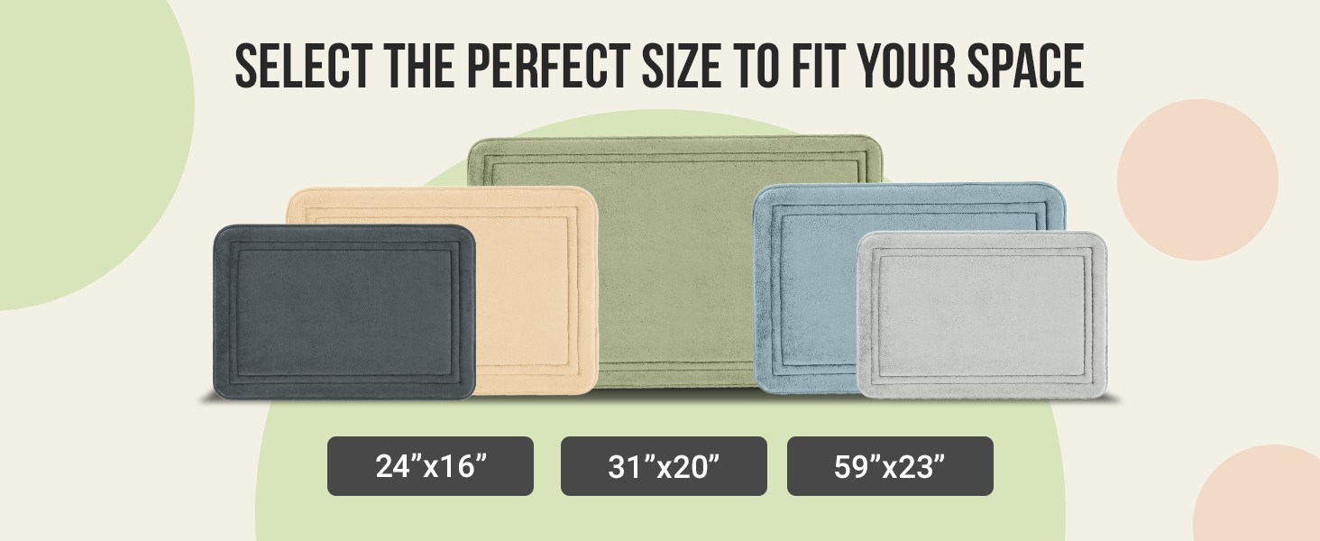 Memory Foam Bath Mat 59×23, Non Slip, Machine Washable, Quick Dry & Absorbent