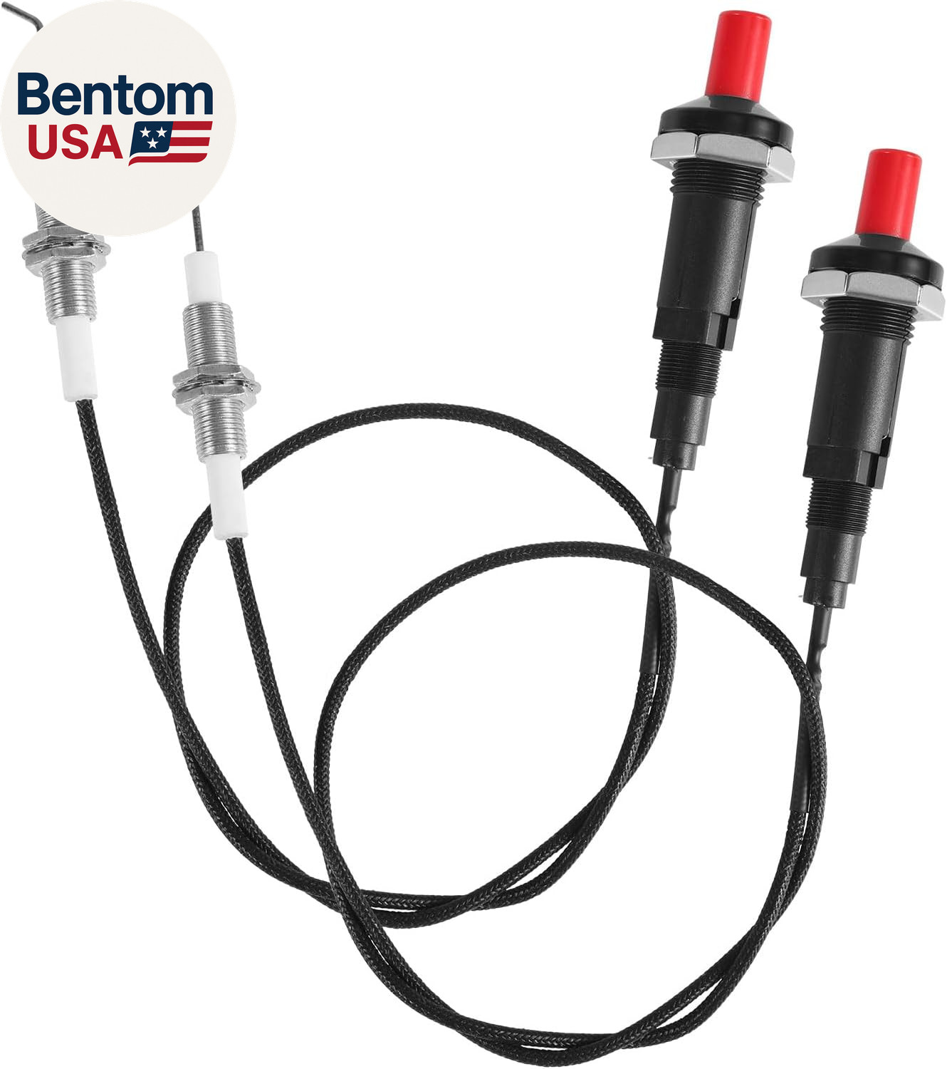2Pcs Piezo Igniter with Spark Ignition, Propane Push Button Threaded Electrode B